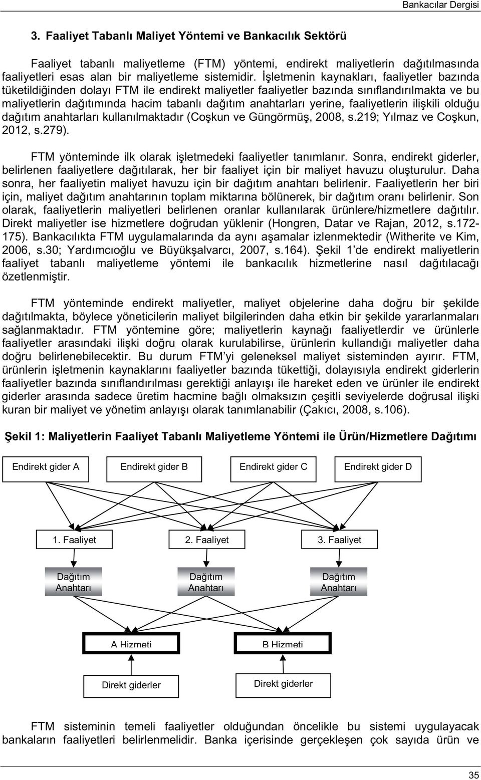 letmenin kaynakları, faaliyetler bazında tüketildi inden dolayı FTM ile endirekt maliyetler faaliyetler bazında sınıflandırılmakta ve bu maliyetlerin da ıtımında hacim tabanlı da ıtım anahtarları