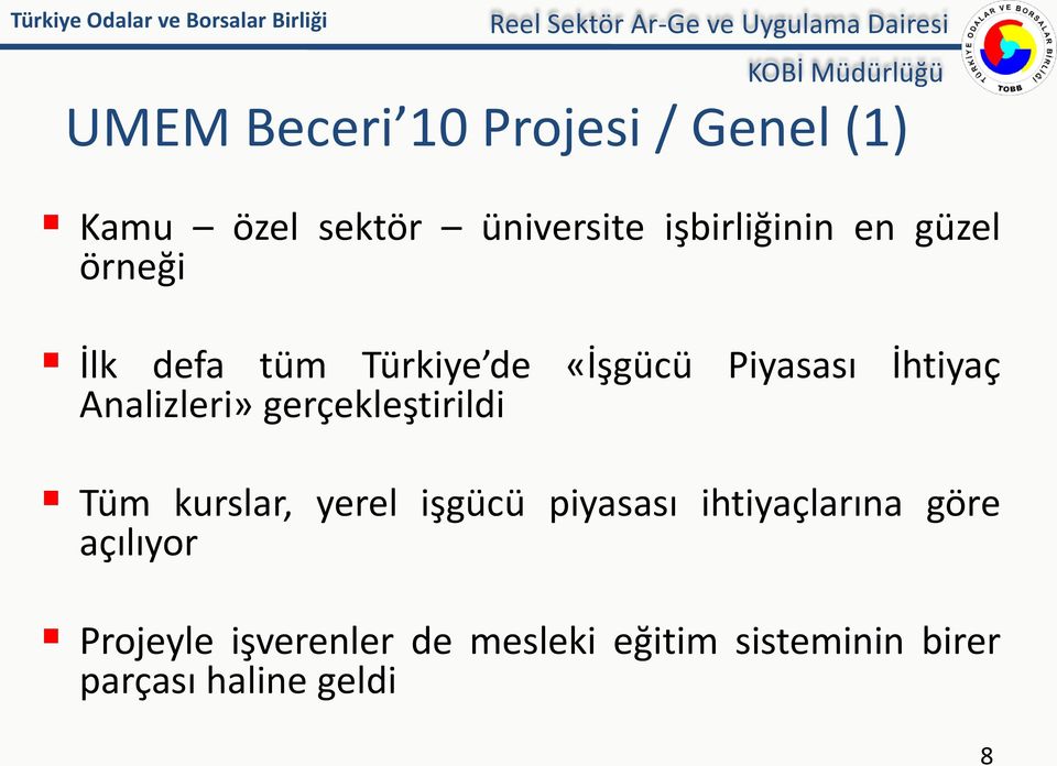 Analizleri» gerçekleştirildi Tüm kurslar, yerel işgücü piyasası ihtiyaçlarına