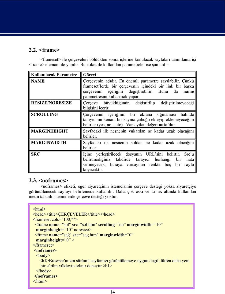 Çünkü frameset lerde bir çerçevenin içindeki bir link bir başka çerçevenin içeriğini değiştirebilir. Bunu da name parametresini kullanarak yapar.