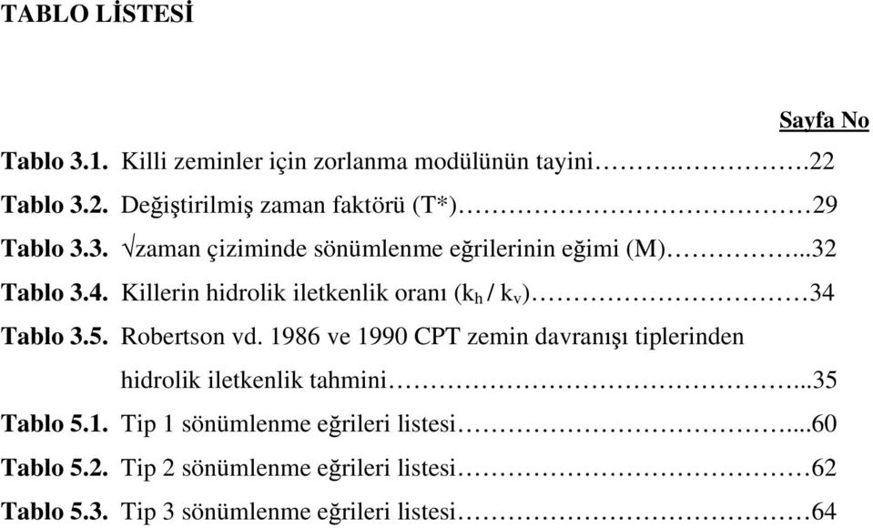 Killerin hidrolik iletkenlik oran (k h / k v ) 34 Tablo 3.5. Robertson vd.