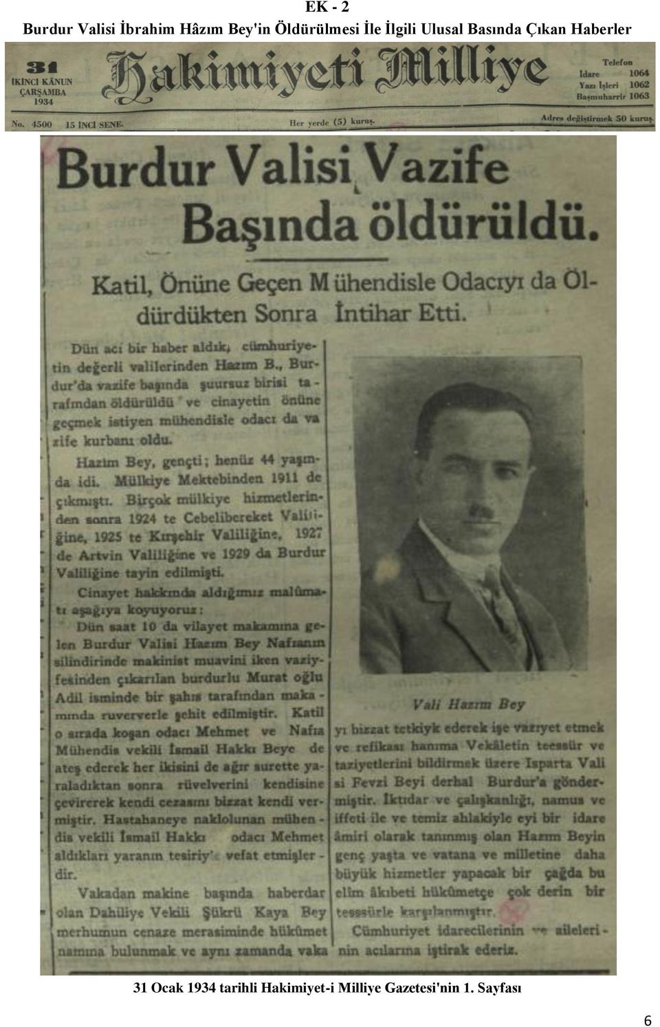 Basında Çıkan Haberler 31 Ocak 1934