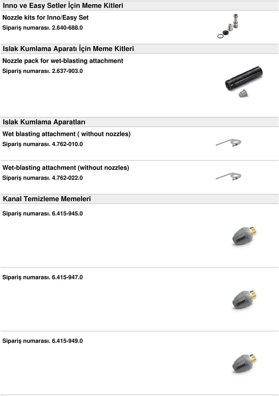 0 Islak Kumlama Aparatları Wet blasting attachment ( without nozzles) Sipariş numarası. 4.762-010.