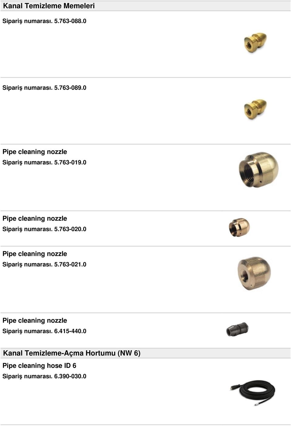 0 Pipe cleaning nozzle Sipariş numarası. 5.763-021.0 Pipe cleaning nozzle Sipariş numarası. 6.