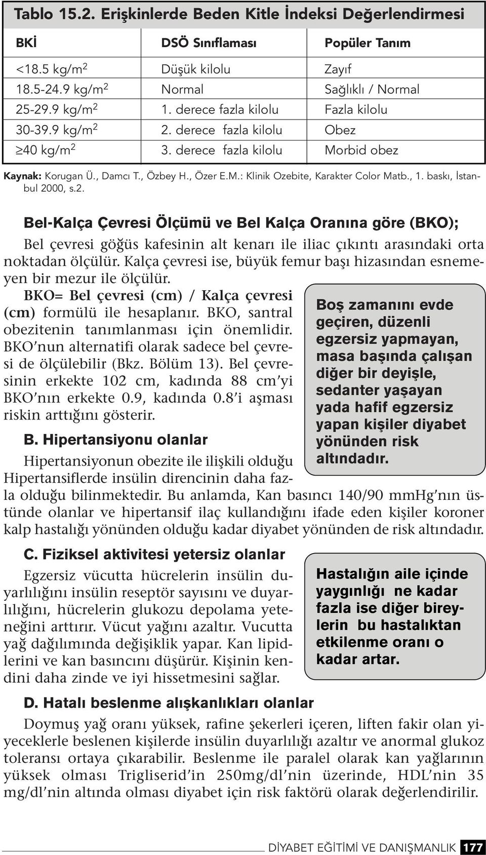 , 1. baskı, İstabul 2000, s.2. Bel-Kalça Çevresi Ölçümü ve Bel Kalça Ora a göre (BKO); Bel çevresi göğüs kafesii alt kearı ile iliac çıkıtı arasıdaki orta oktada ölçülür.