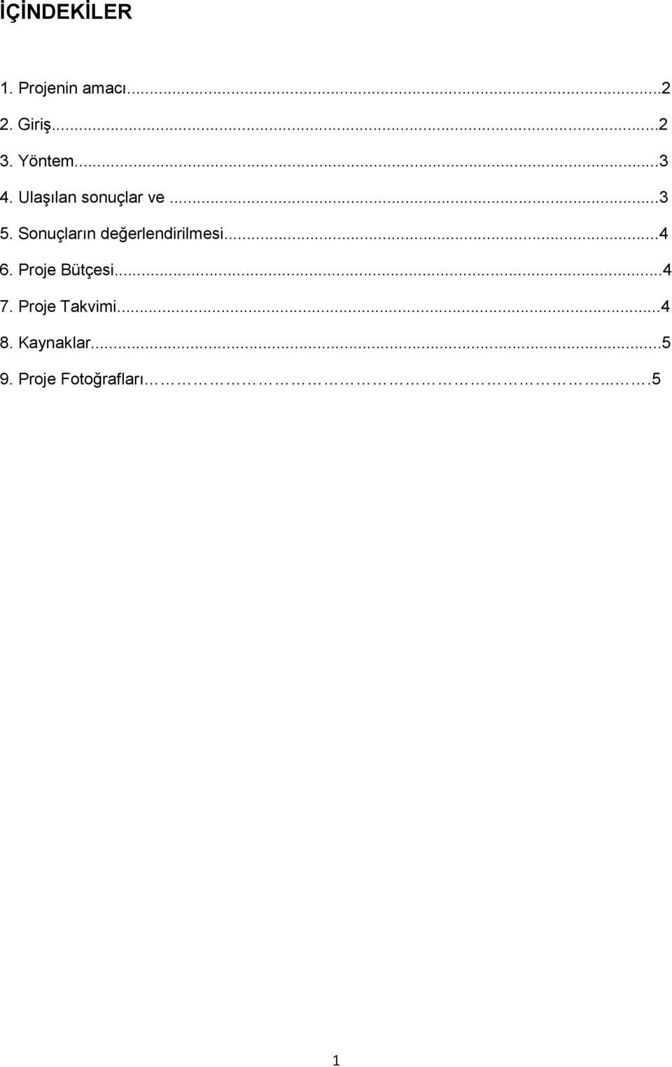 Sonuçların değerlendirilmesi...4 6. Proje Bütçesi.