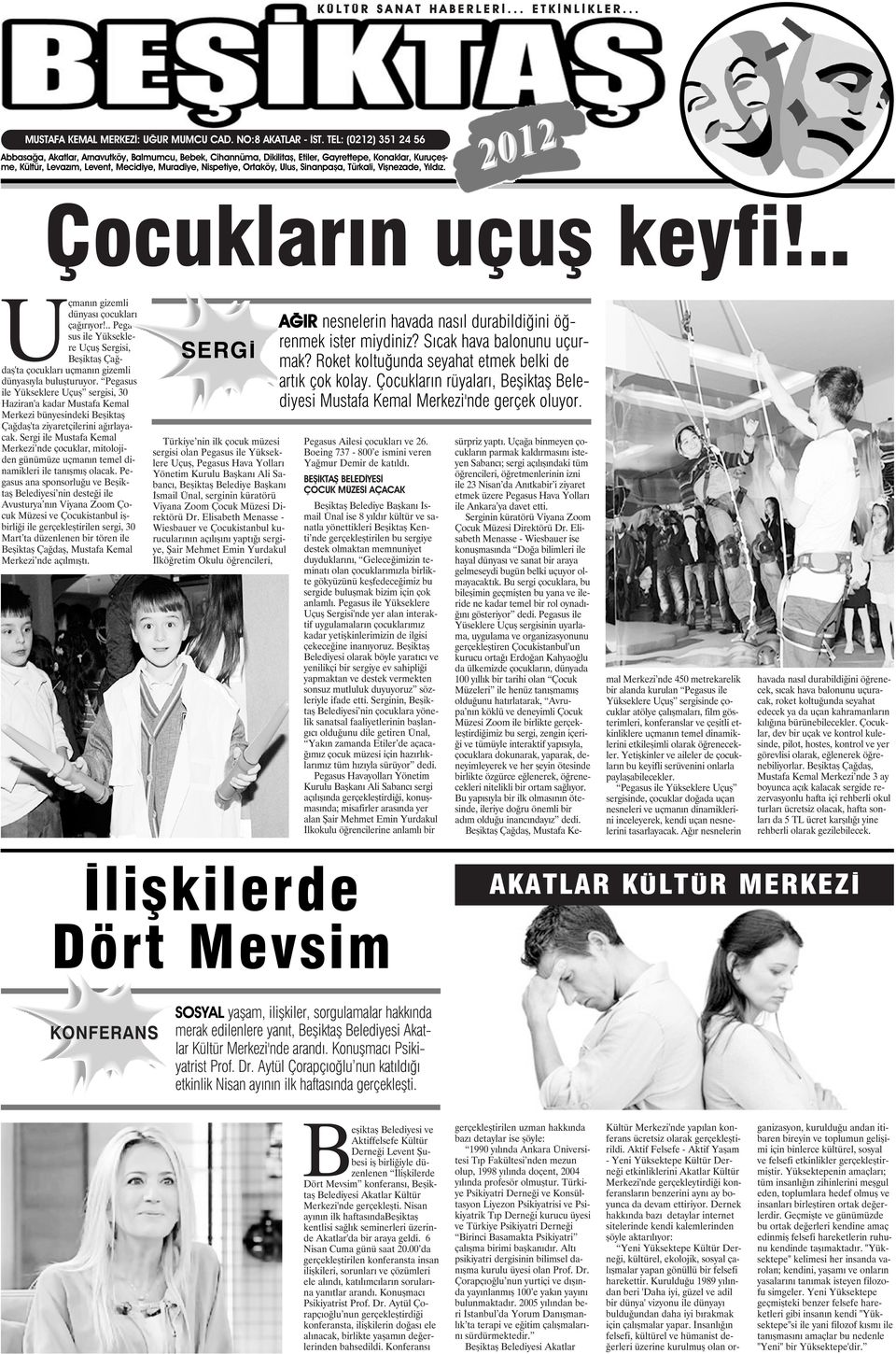 Ulus, Sinanpaşa, Türkali, Vişnezade, Yıldız. 2012 Çocukların uçuş keyfi!.. Uçmanın gizemli dünyası çocukları çağırıyor!