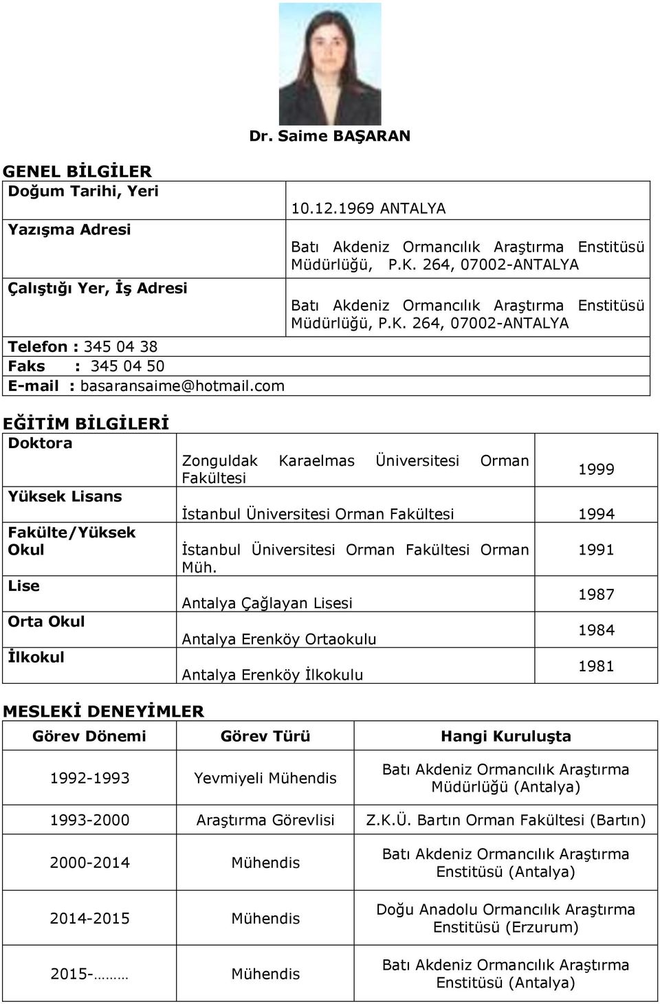 264, 07002-ANTALYA Enstitüsü Müdürlüğü, P.K.