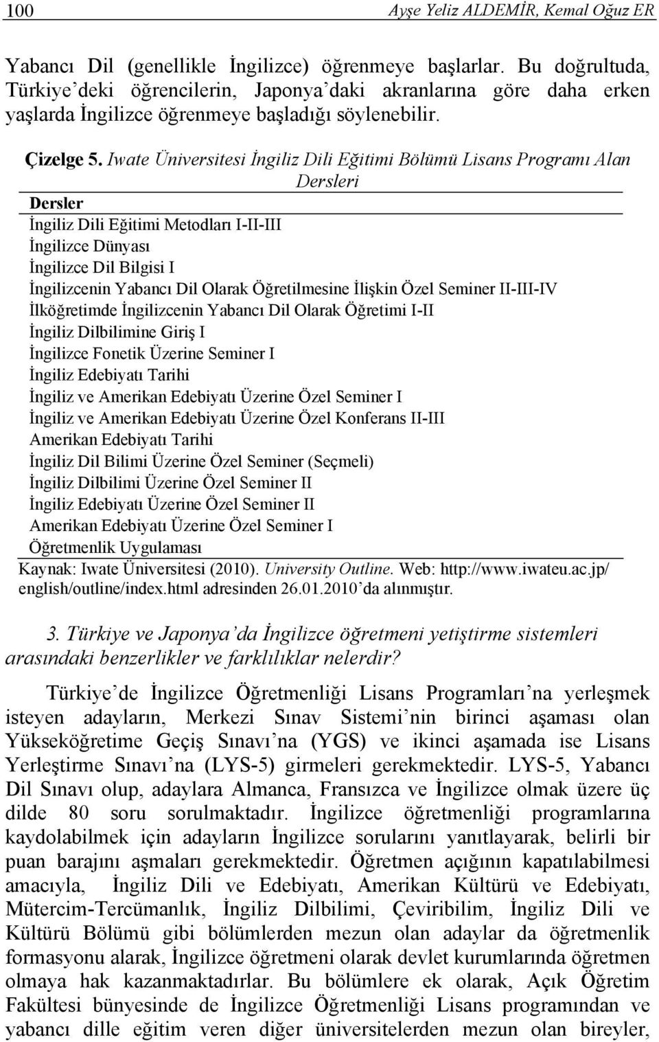 Iwate Üniversitesi İngiliz Dili Eğitimi Bölümü Lisans Programı Alan Dersleri Dersler İngiliz Dili Eğitimi Metodları I-II-III İngilizce Dünyası İngilizce Dil Bilgisi I İngilizcenin Yabancı Dil Olarak