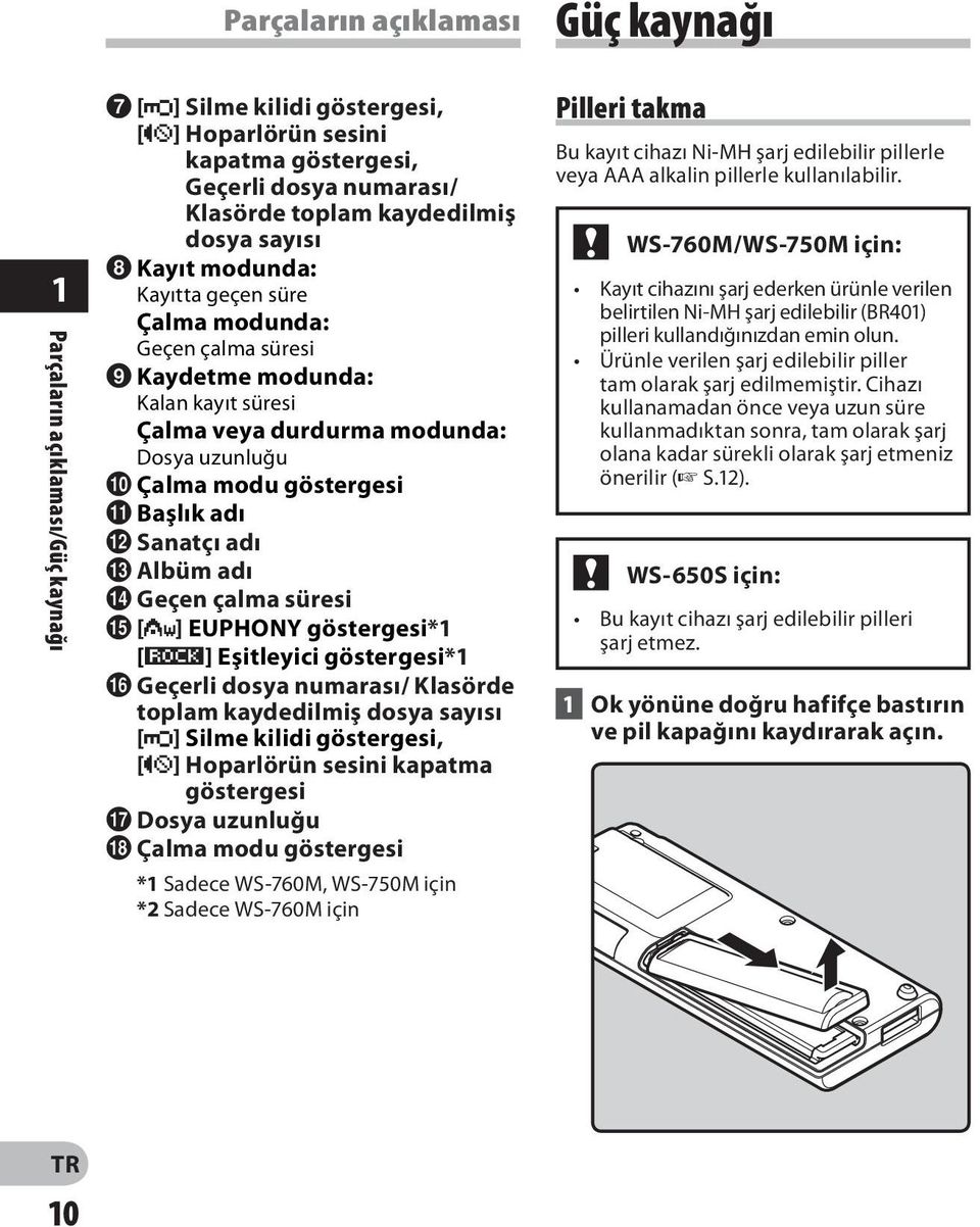 Başlık adı @ Sanatçı adı # Albüm adı $ Geçen çalma süresi % [ ] EUPHONY göstergesi*1 [ù] Eşitleyici göstergesi*1 ^ Geçerli dosya numarası/ Klasörde toplam kaydedilmiş dosya sayısı [í] Silme kilidi