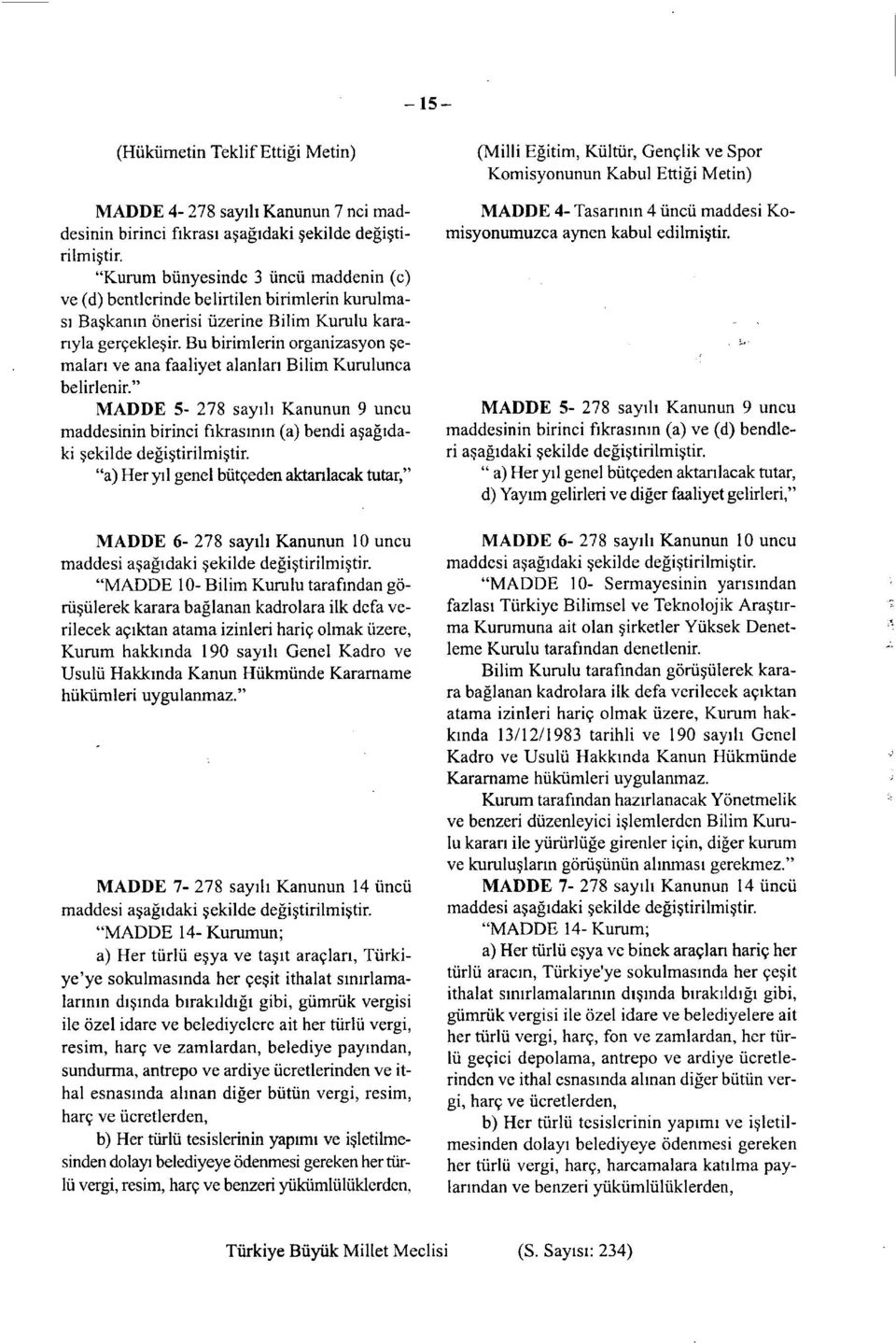 Bu birimlerin organizasyon şemaları ve ana faaliyet alanları Bilim Kurulunca belirlenir." MADDE 5-278 sayılı Kanunun 9 uncu maddesinin birinci fıkrasının (a) bendi aşağıdaki şekilde değiştirilmiştir.