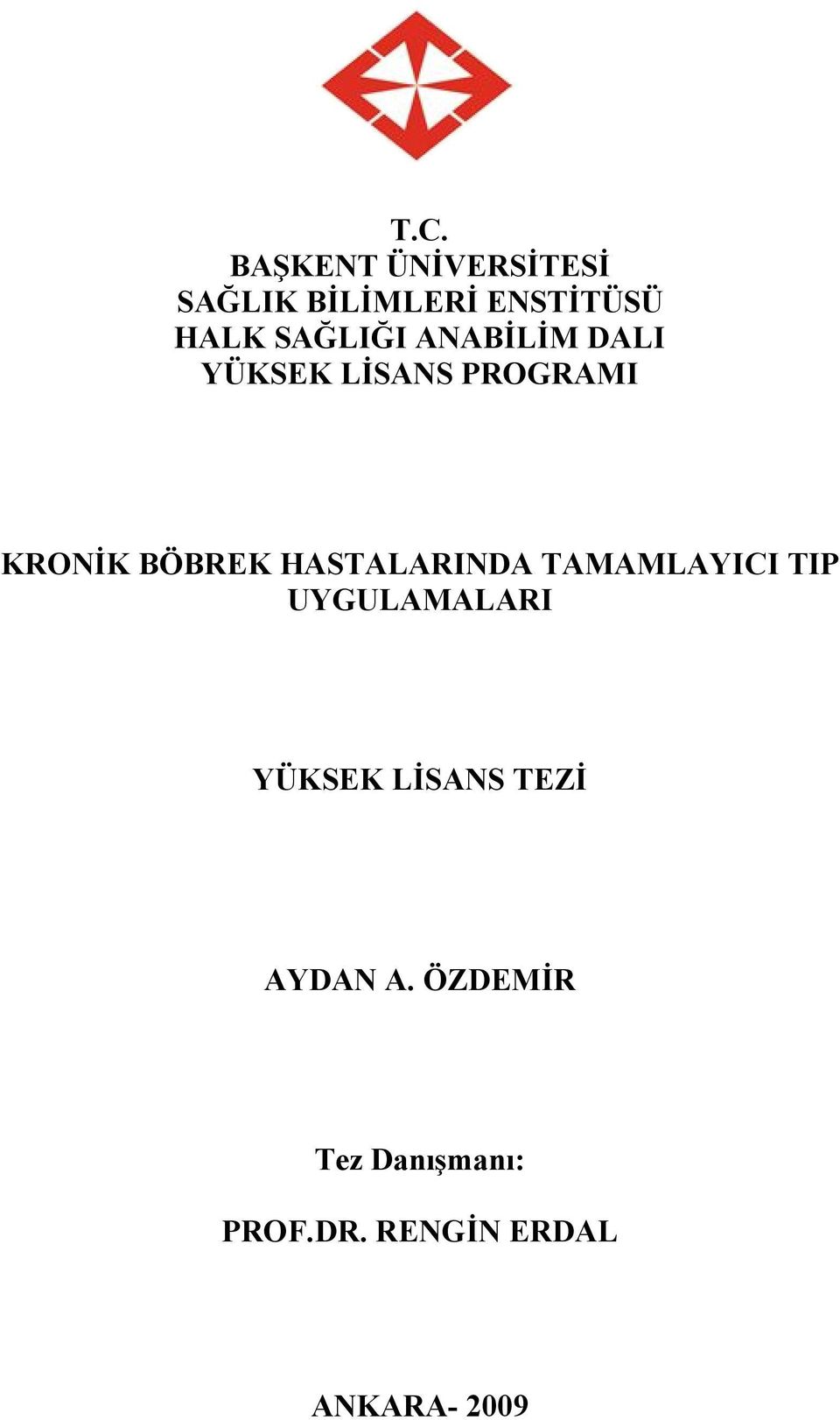 HASTALARINDA TAMAMLAYICI TIP UYGULAMALARI YÜKSEK LİSANS TEZİ