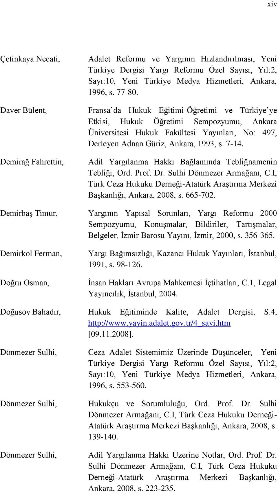 7-14. Adil Yargılanma Hakkı Bağlamında Tebliğnamenin Tebliği, Ord. Prof. Dr. Sulhi Dönmezer Armağanı, C.I, Türk Ceza Hukuku Derneği-Atatürk AraĢtırma Merkezi BaĢkanlığı, Ankara, 2008, s. 665-702.