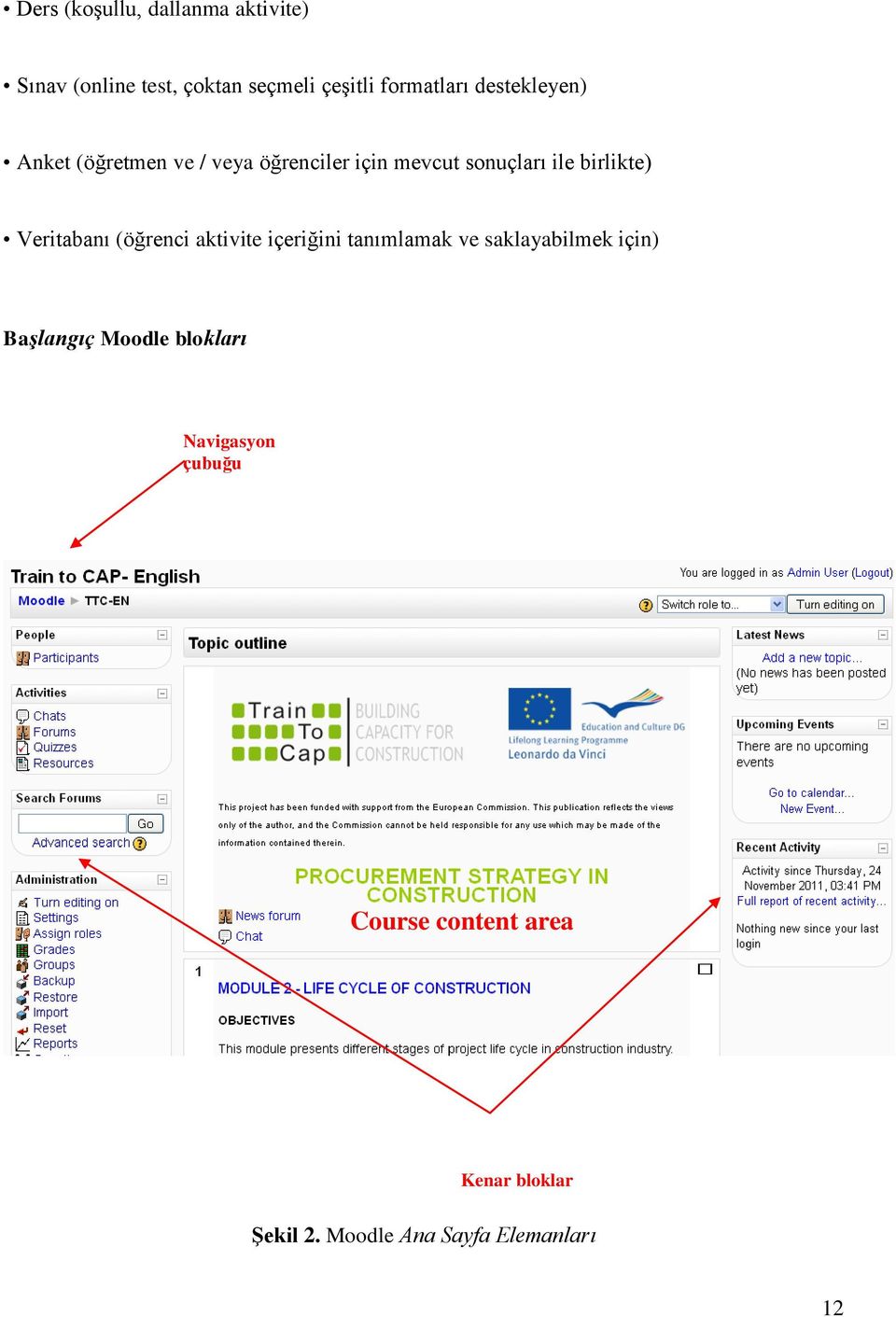 Veritabanı (öğrenci aktivite içeriğini tanımlamak ve saklayabilmek için) Başlangıç Moodle