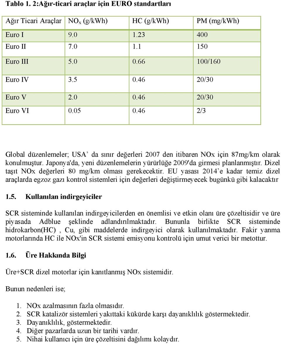 Japonya'da, yeni düzenlemelerin yürürlüğe 009'da girmesi planlanmıştır. Dizel taşıt NOx değerleri 80 mg/km olması gerekecektir.