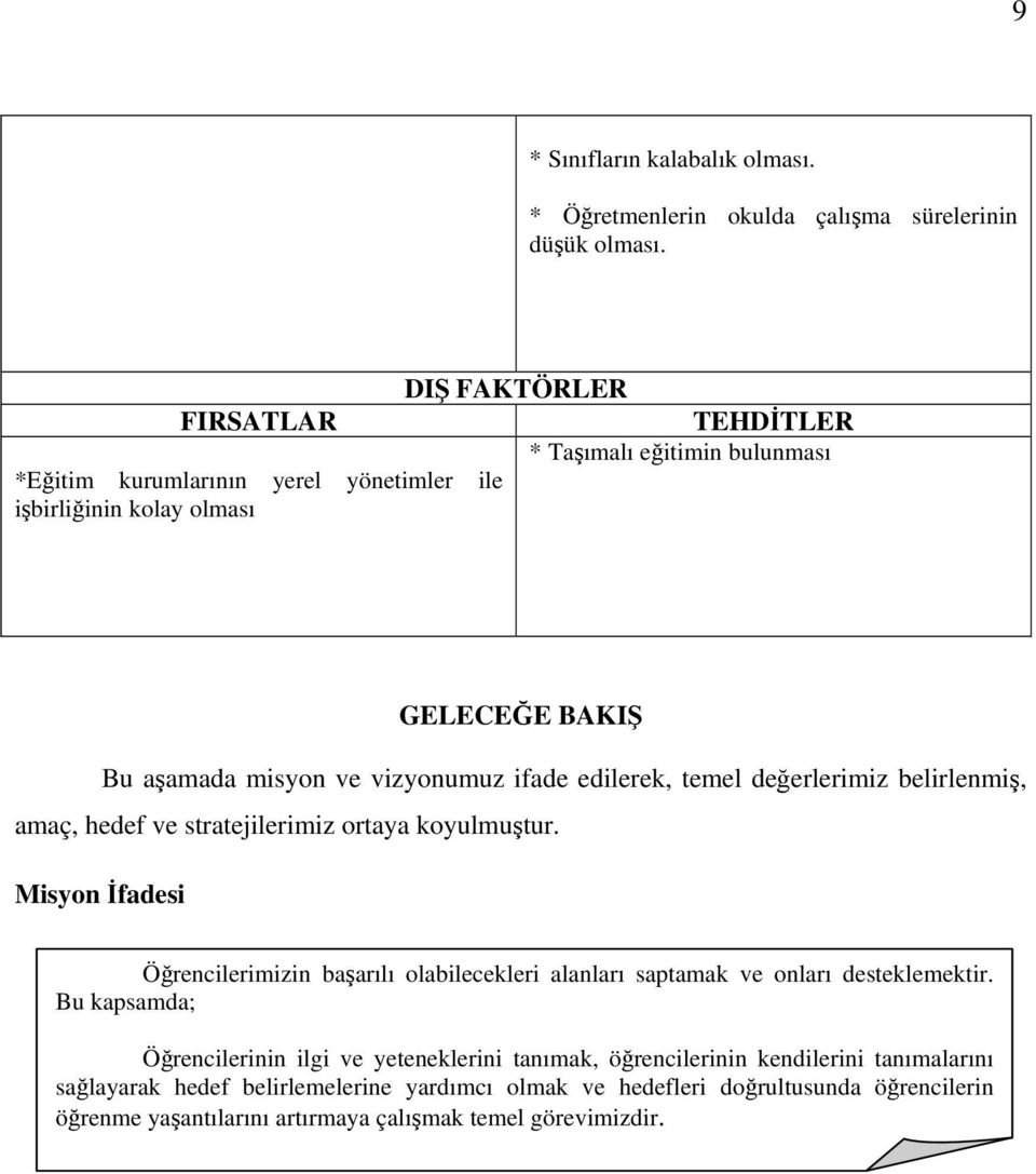 ifade edilerek, temel değerlerimiz belirlenmiş, amaç, hedef ve stratejilerimiz ortaya koyulmuştur.