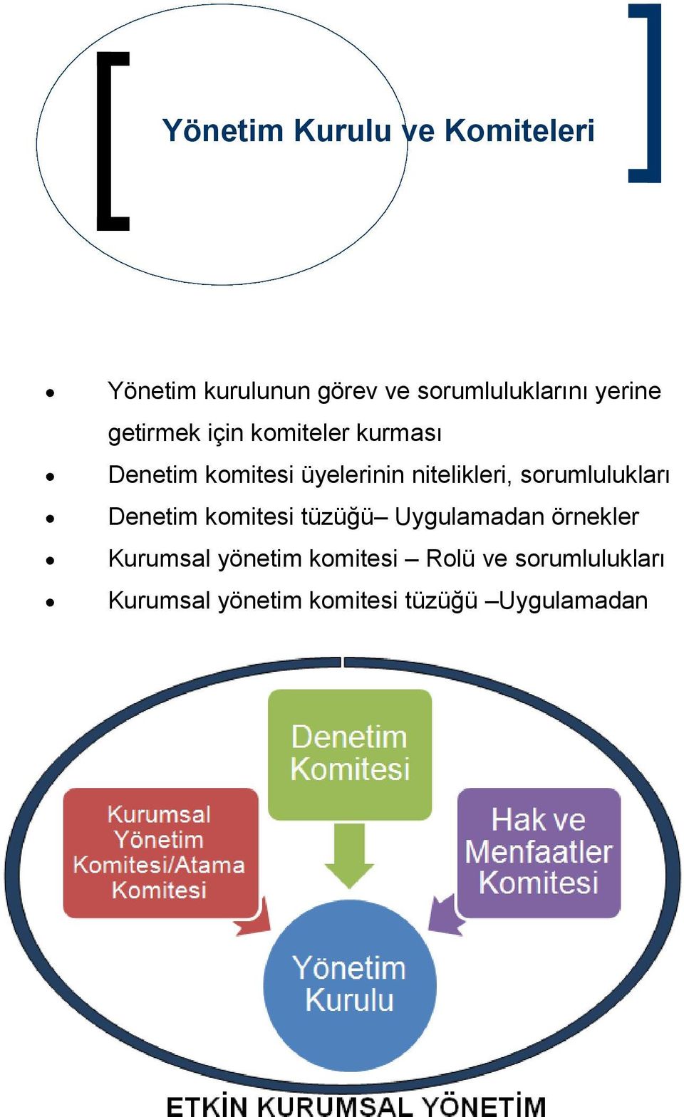 nitelikleri, sorumlulukları Denetim komitesi tüzüğü Uygulamadan örnekler