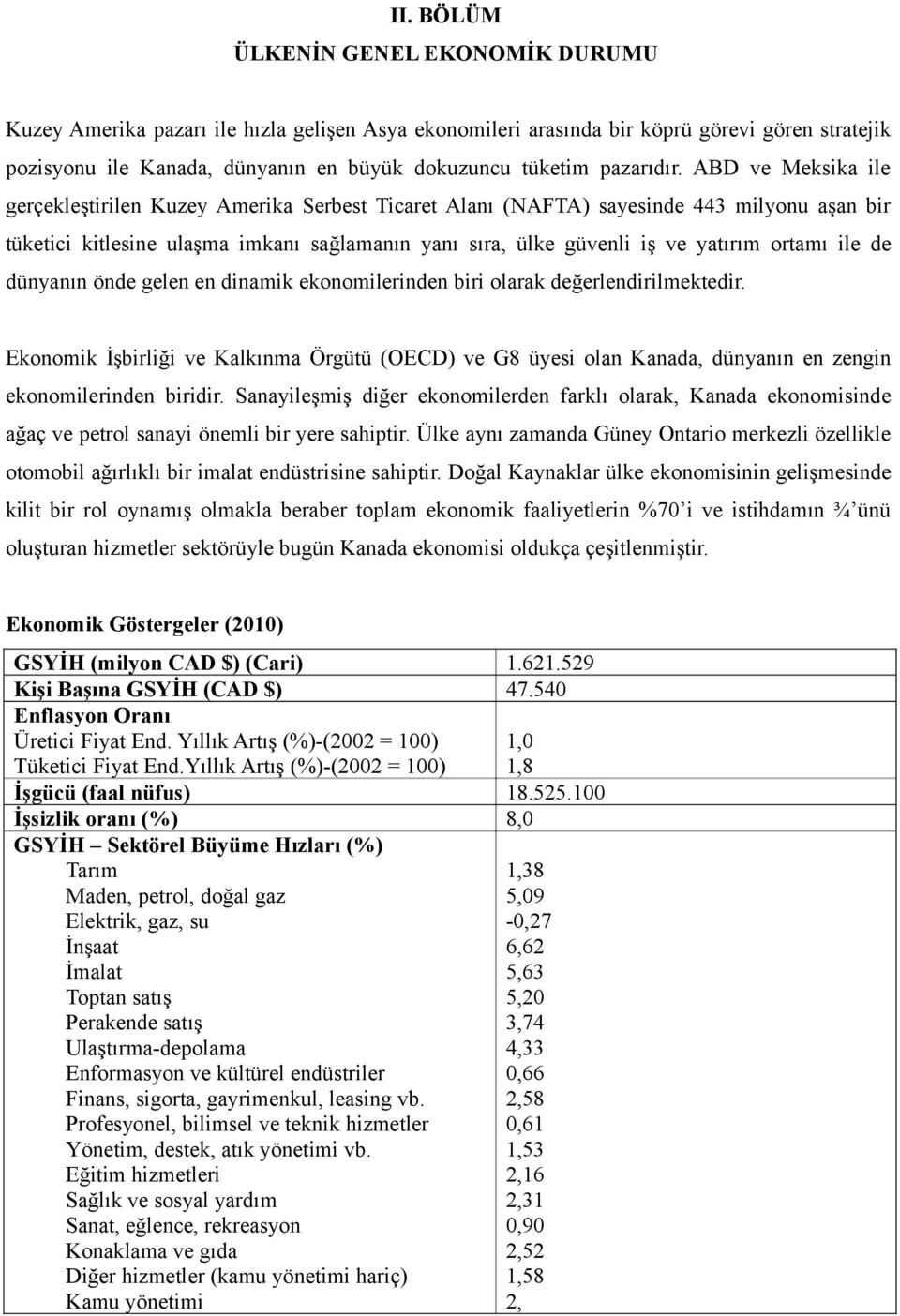 ABD ve Meksika ile gerçekleştirilen Kuzey Amerika Serbest Ticaret Alanı (NAFTA) sayesinde 443 milyonu aşan bir tüketici kitlesine ulaşma imkanı sağlamanın yanı sıra, ülke güvenli iş ve yatırım ortamı