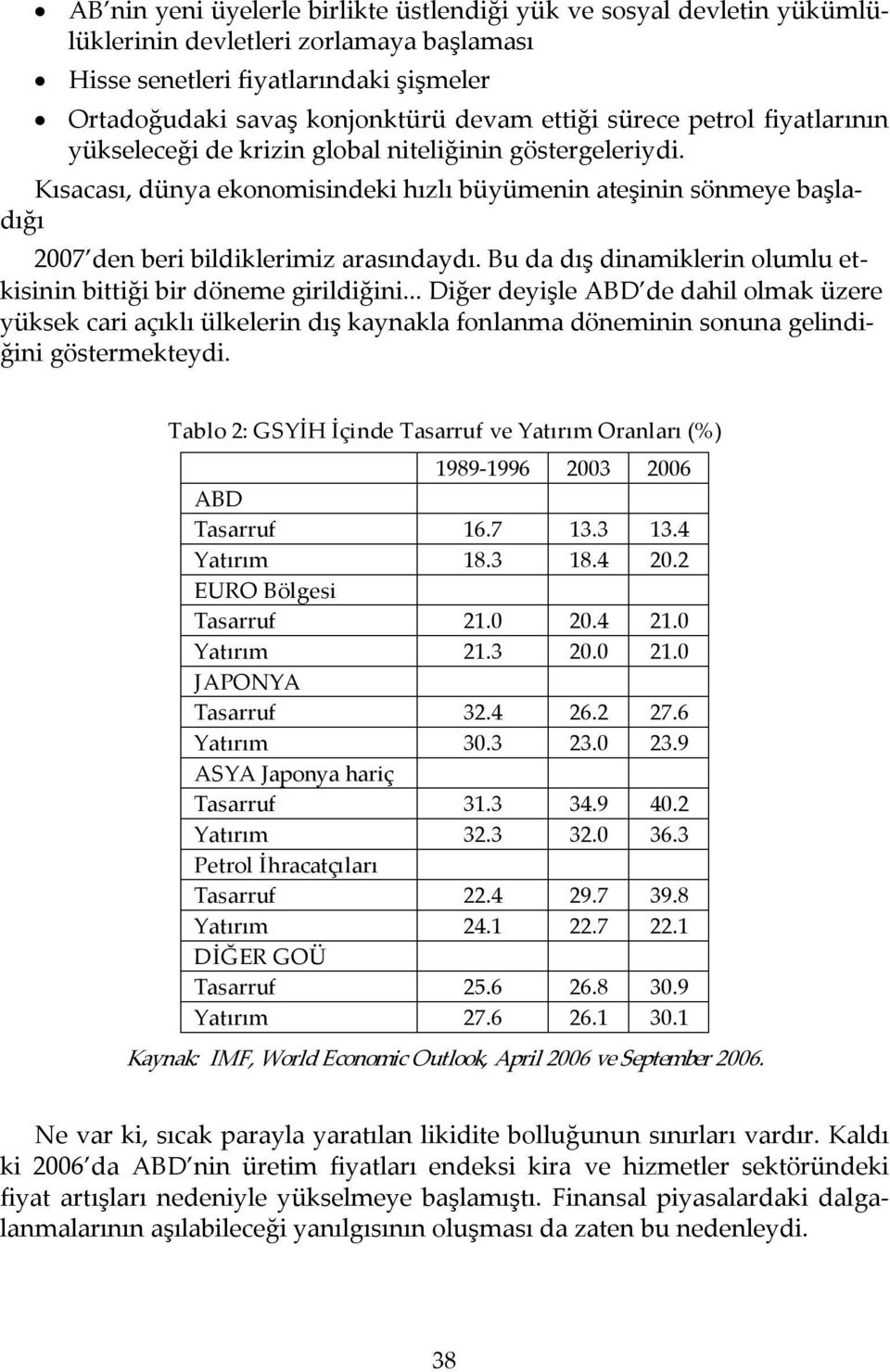 Bu da dış dinamiklerin olumlu etkisinin bittiği bir döneme girildiğini.