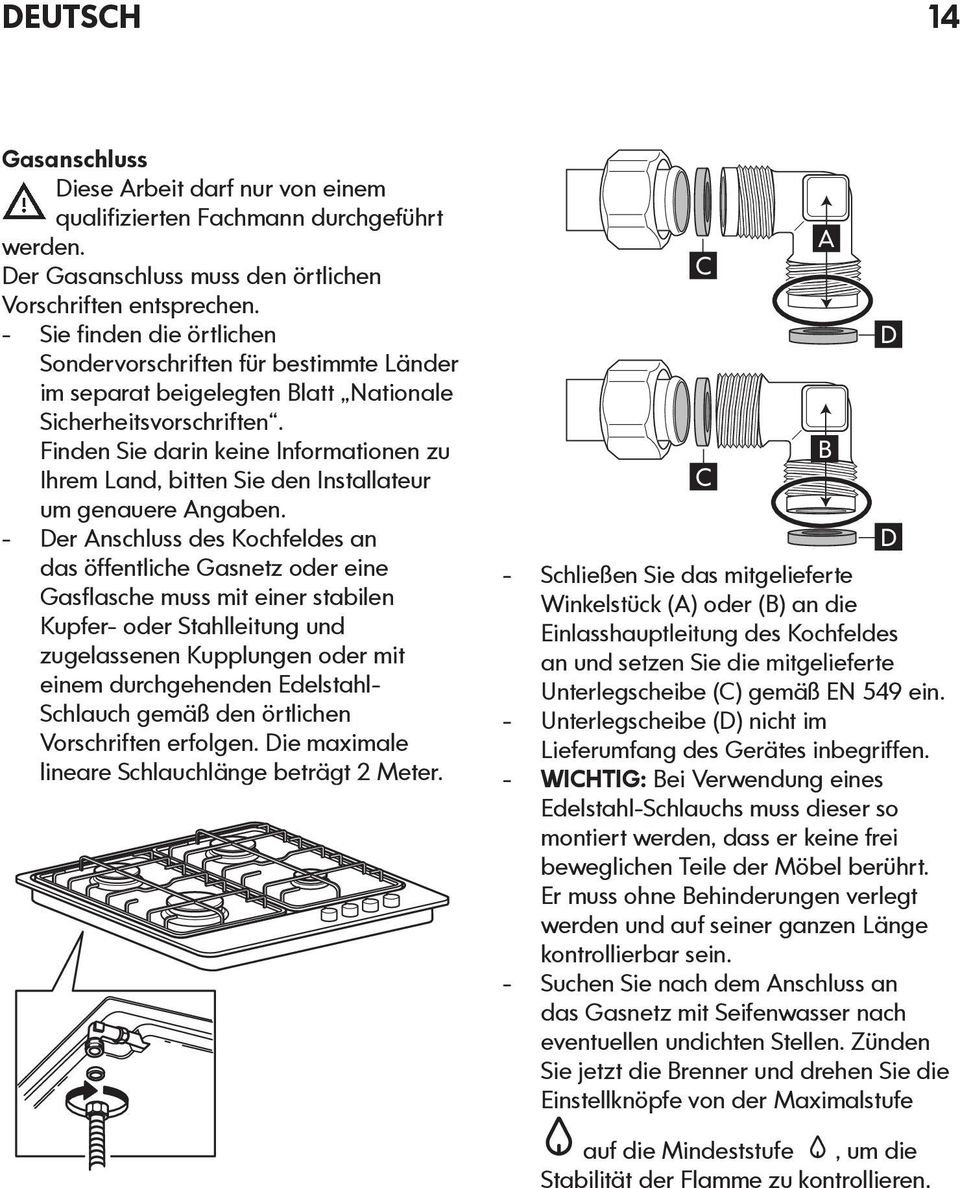 Finden Sie darin keine Informationen zu Ihrem Land, bitten Sie den Installateur um genauere Angaben.