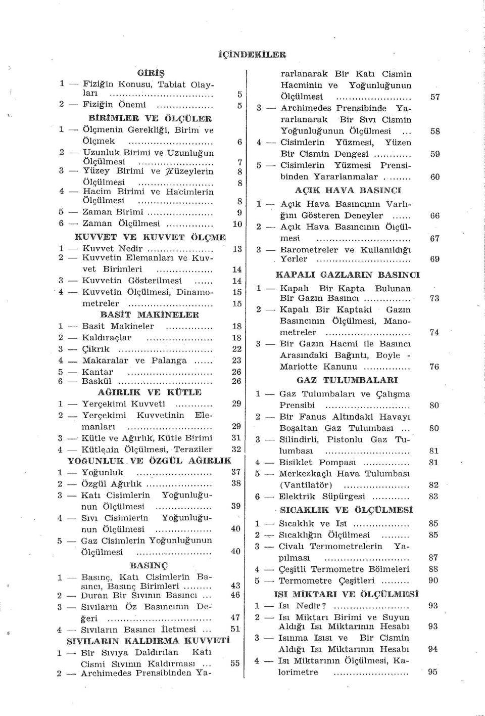 ... 13 2 - Kuvvetin Elemanları ve. Kuvvet Birimleri..... 14 3 - Kuvvetin Gösterilmesi 14 4: - Kuvvetin Ölçülmesi, D inamometreler.... 15 15 BASİT MAKiNELER 1 Basit Makineler.... 18 2 - Kaldıraçlar.