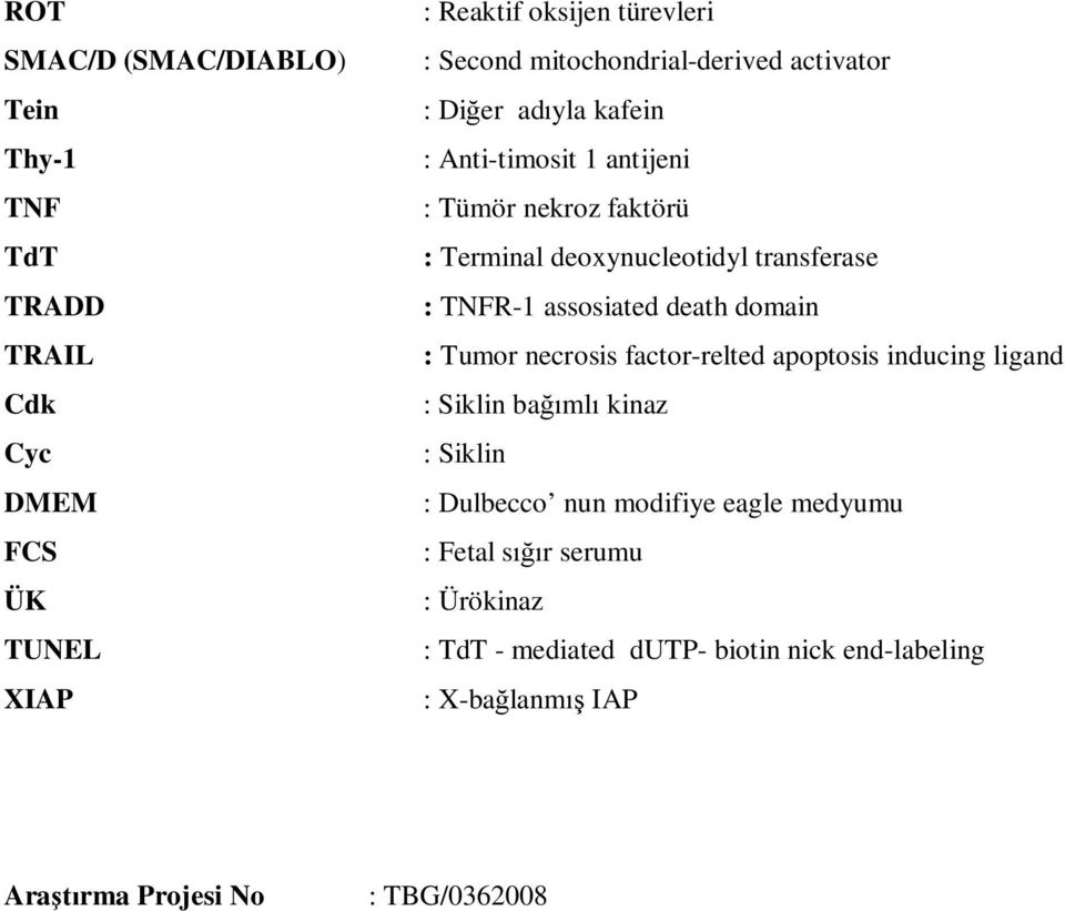 transferase : TNFR-1 assosiated death domain : Tumor necrosis factor-relted apoptosis inducing ligand : Siklin bağımlı kinaz : Siklin :