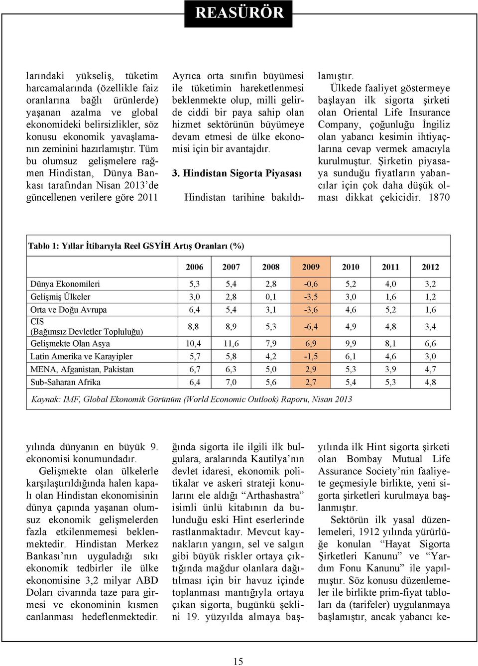 gelirde ciddi bir paya sahip olan hizmet sektörünün büyümeye devam etmesi de ülke ekonomisi için bir avantajdır. 3.