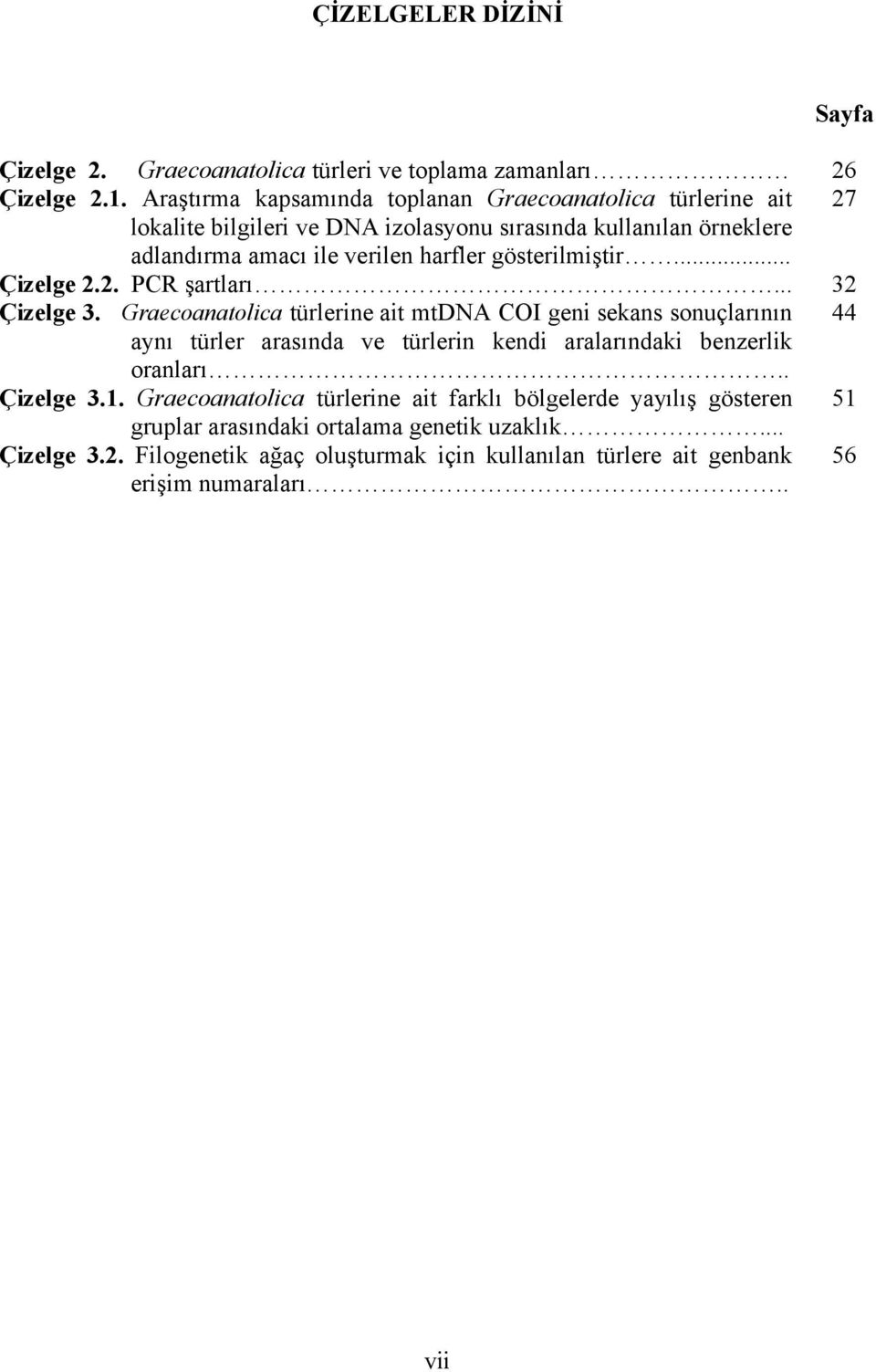 gösterilmiştir... Çizelge 2.2. PCR şartları... 32 Çizelge 3.