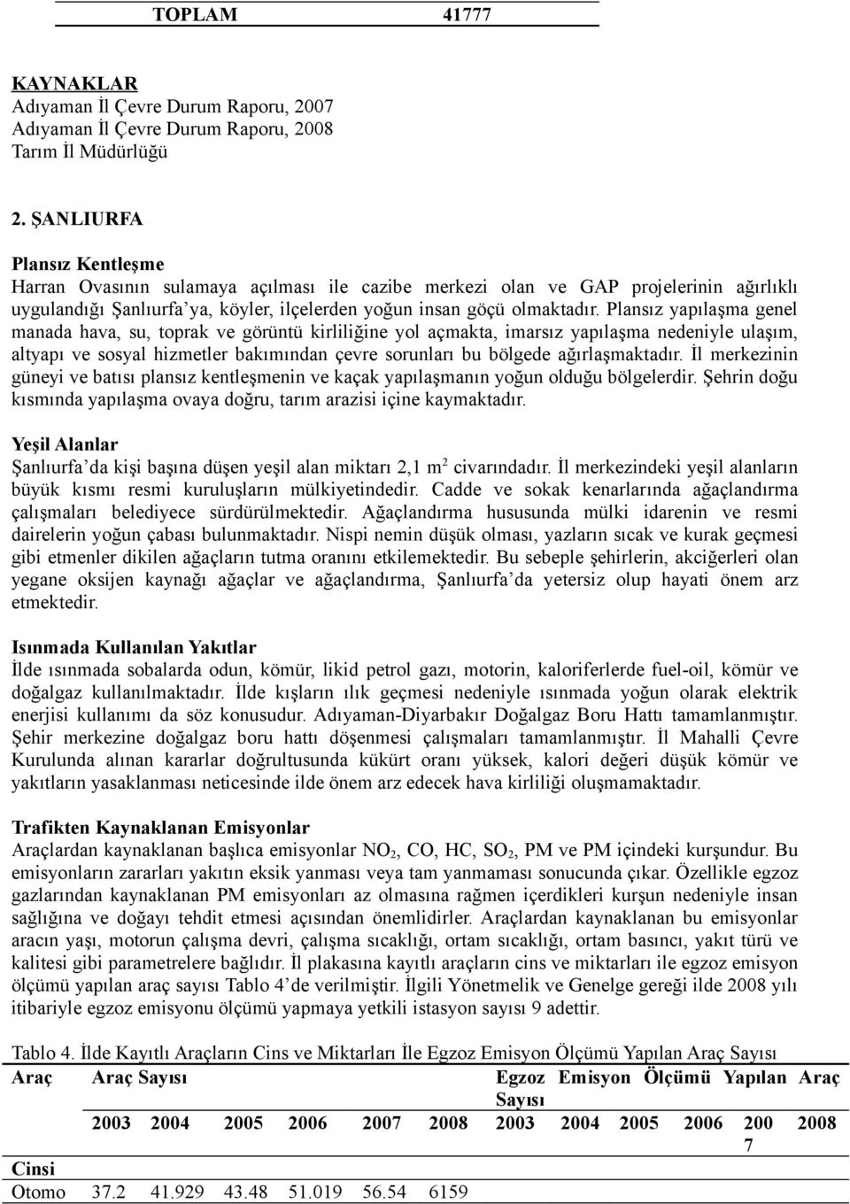 Plansız yapılaşma genel manada hava, su, toprak ve görüntü kirliliğine yol açmakta, imarsız yapılaşma nedeniyle ulaşım, altyapı ve sosyal hizmetler bakımından çevre sorunları bu bölgede