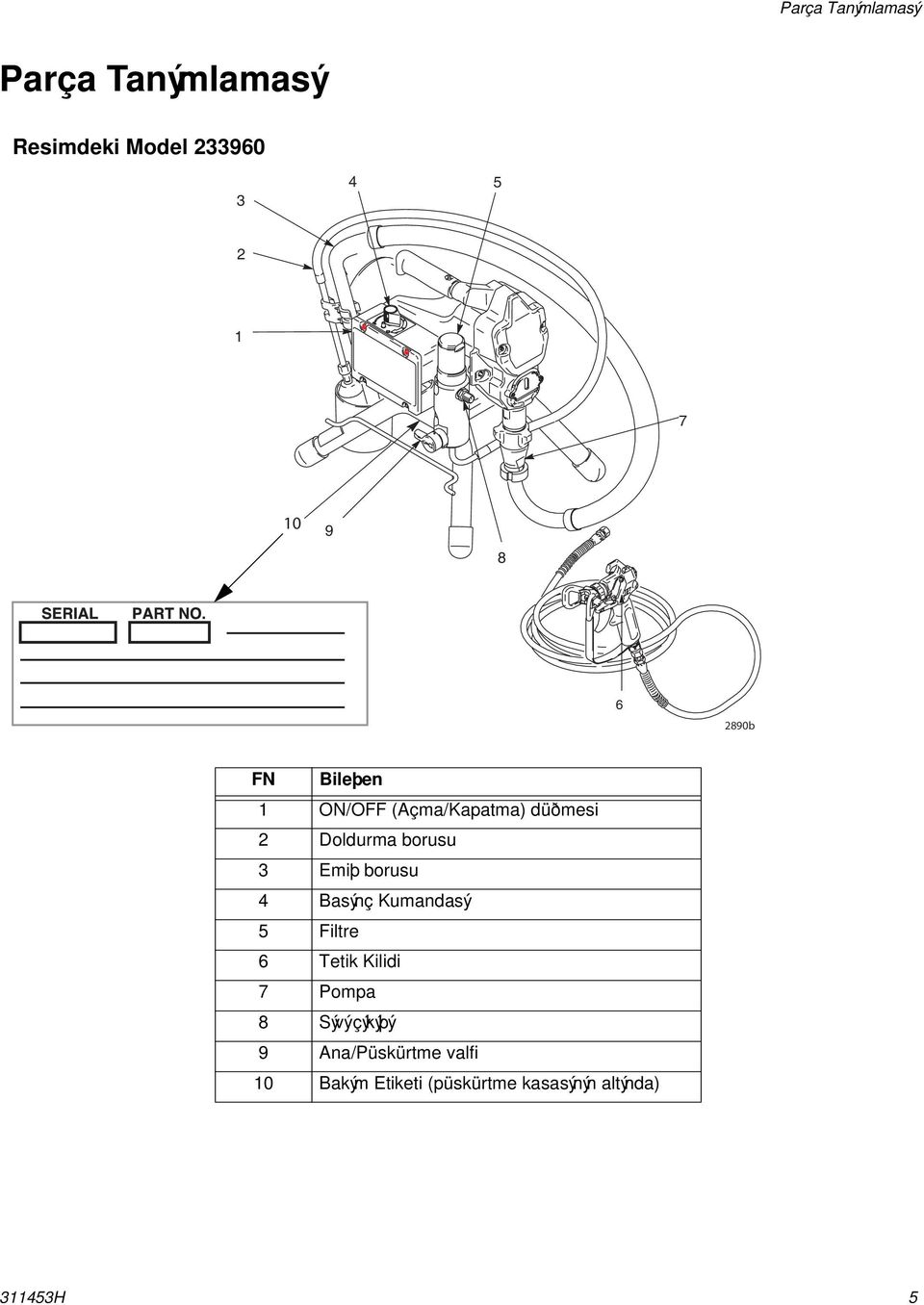 borusu 4 Basýnç Kumandasý 5 Filtre 6 Tetik Kilidi 7 Pompa 8 Sývý çýkýþý 9