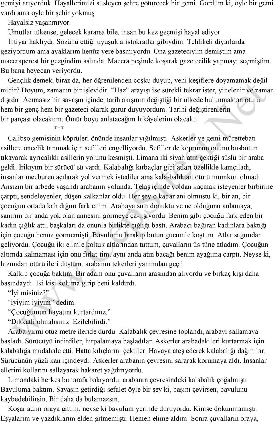 Tehlikeli diyarlarda geziyordum ama ayaklarım henüz yere basmıyordu. Ona gazeteciyim demiştim ama maceraperest bir gezgindim aslında. Macera peşinde koşarak gazetecilik yapmayı seçmiştim.