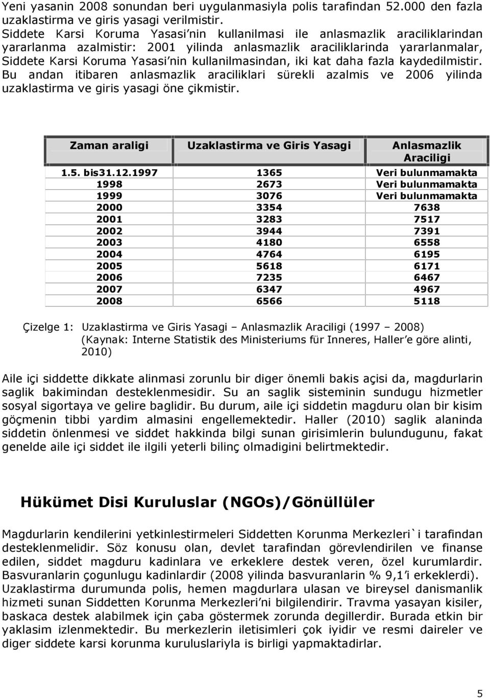 kullanilmasindan, iki kat daha fazla kaydedilmistir. Bu andan itibaren anlasmazlik araciliklari sürekli azalmis ve 2006 yilinda uzaklastirma ve giris yasagi öne çikmistir.