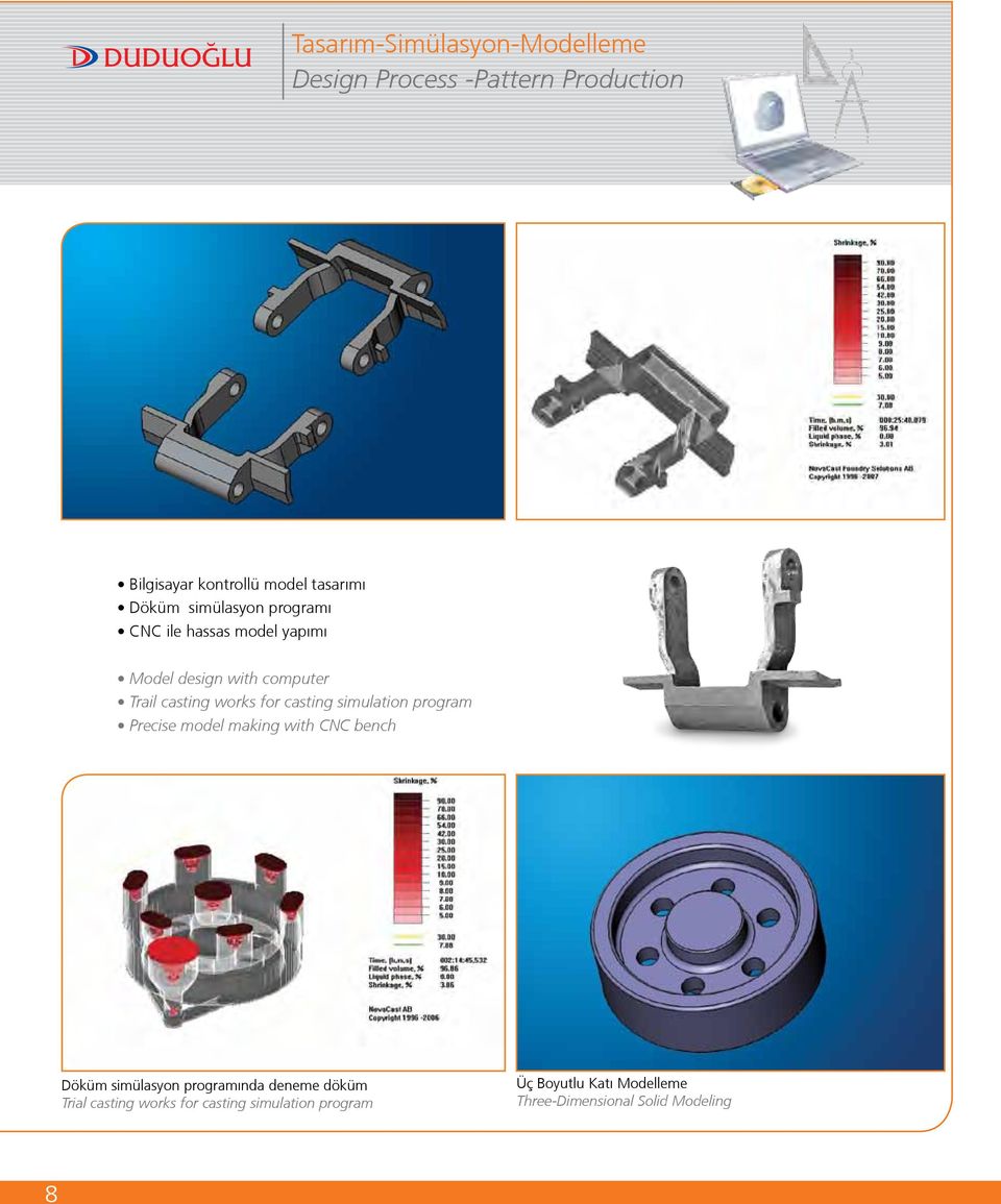 casting simulation program Precise model making with CNC bench Döküm simülasyon programında deneme döküm