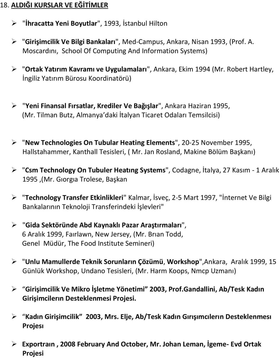 Tilman Butz, Almanya daki İtalyan Ticaret Odaları Temsilcisi) "New Technologies On Tubular Heating Elements", 20-25 November 1995, Hallstahammer, Kanthall Tesisleri, ( Mr.