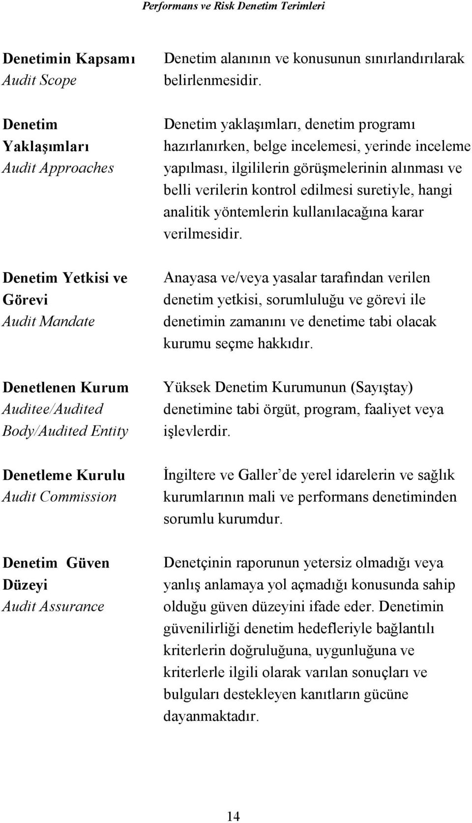 Denetim yaklaşımları, denetim programı hazırlanırken, belge incelemesi, yerinde inceleme yapılması, ilgililerin görüşmelerinin alınması ve belli verilerin kontrol edilmesi suretiyle, hangi analitik