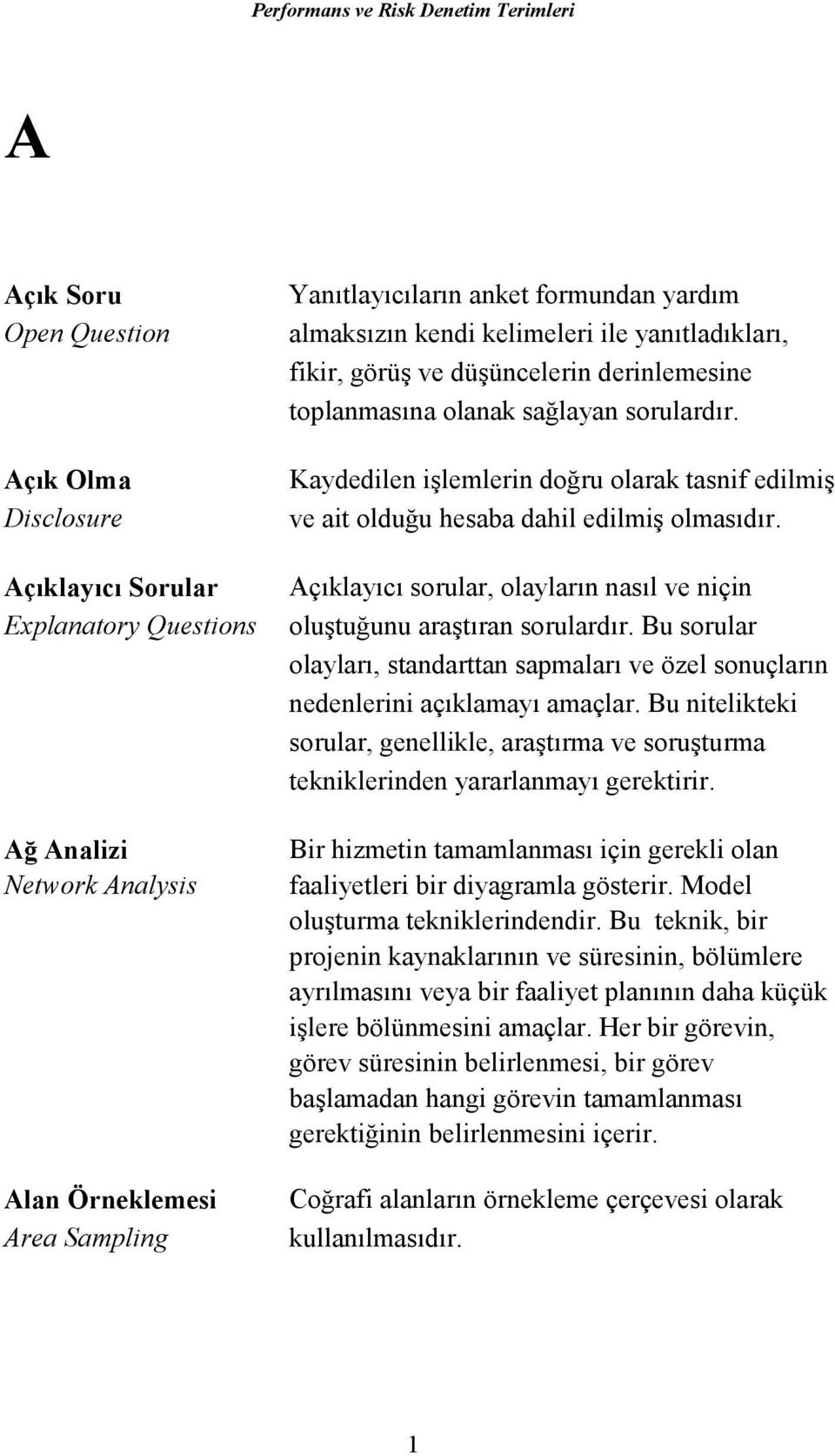 Kaydedilen işlemlerin doğru olarak tasnif edilmiş ve ait olduğu hesaba dahil edilmiş olmasıdır. Açıklayıcı sorular, olayların nasıl ve niçin oluştuğunu araştıran sorulardır.