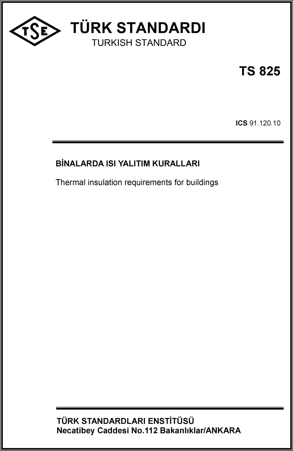 insulation requirements for buildings TÜRK