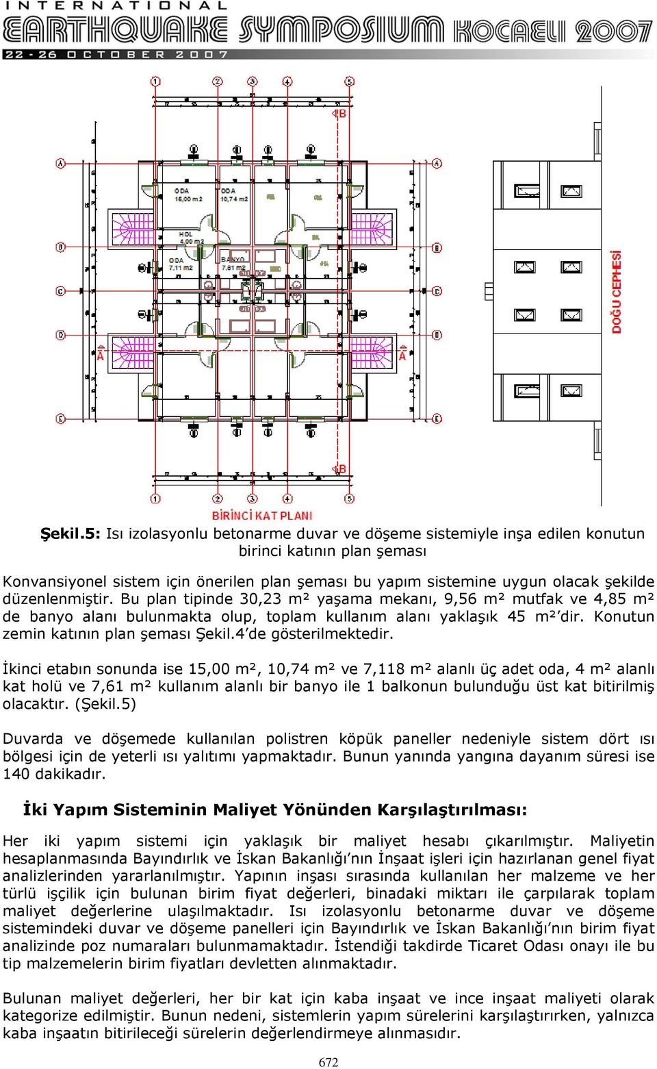 düzenlenmiştir. Bu plan tipinde 30,23 m² yaşama mekanı, 9,56 m² mutfak ve 4,85 m² de banyo alanı bulunmakta olup, toplam kullanım alanı yaklaşık 45 m² dir.