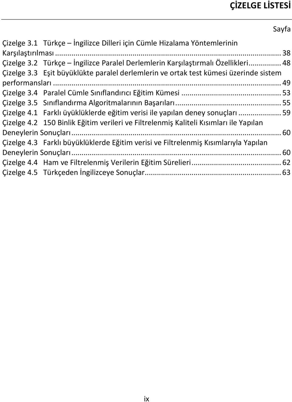 5 Sınıflandırma Algoritmalarının Başarıları... 55 Çizelge 4.1 Farklı üyüklüklerde eğitim verisi ile yapılan deney sonuçları... 59 Çizelge 4.