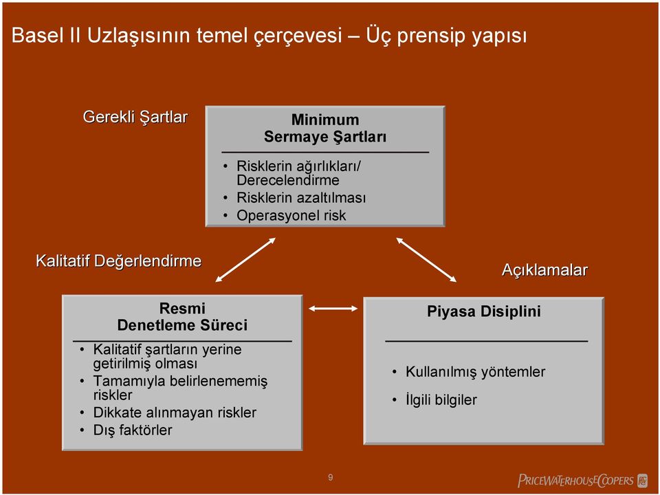 Denetleme Süreci Kalitatif şartların yerine getirilmiş olması Tamamıyla belirlenememiş riskler Dikkate