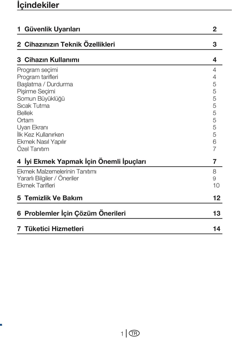 Kullanırken 5 Ekmek Nas l Yapılır 6 Özel Tanıtım 7 4 İyi Ekmek Yapmak İçin Önemli İpuçları 7 Ekmek Malzemelerinin Tanıtımı 8