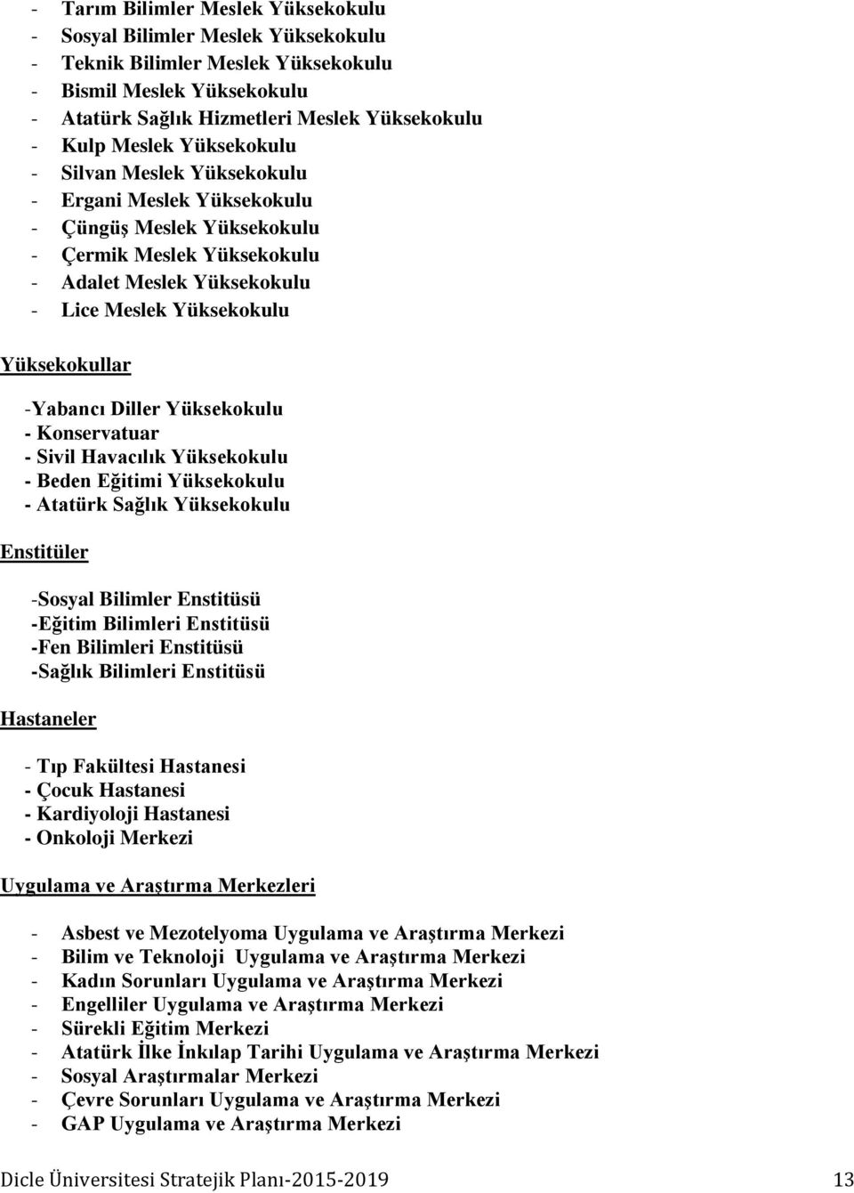 -Yabancı Diller Yüksekokulu - Konservatuar - Sivil Havacılık Yüksekokulu - Beden Eğitimi Yüksekokulu - Atatürk Sağlık Yüksekokulu Enstitüler -Sosyal Bilimler Enstitüsü -Eğitim Bilimleri Enstitüsü