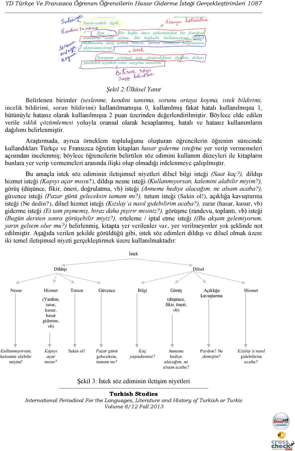 Böylece elde edilen verile sıklık çözümlemesi yoluyla oransal olarak hesaplanmış, hatalı ve hatasız kullanımların dağılımı belirlenmiştir.