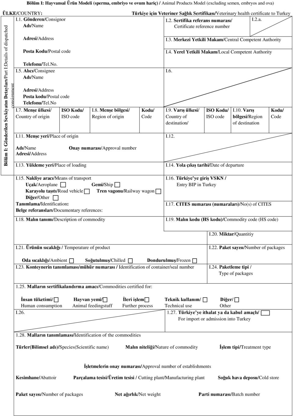 Konteynerin tanımlaması/mühür numarası / Identification of container/seal number I.24.