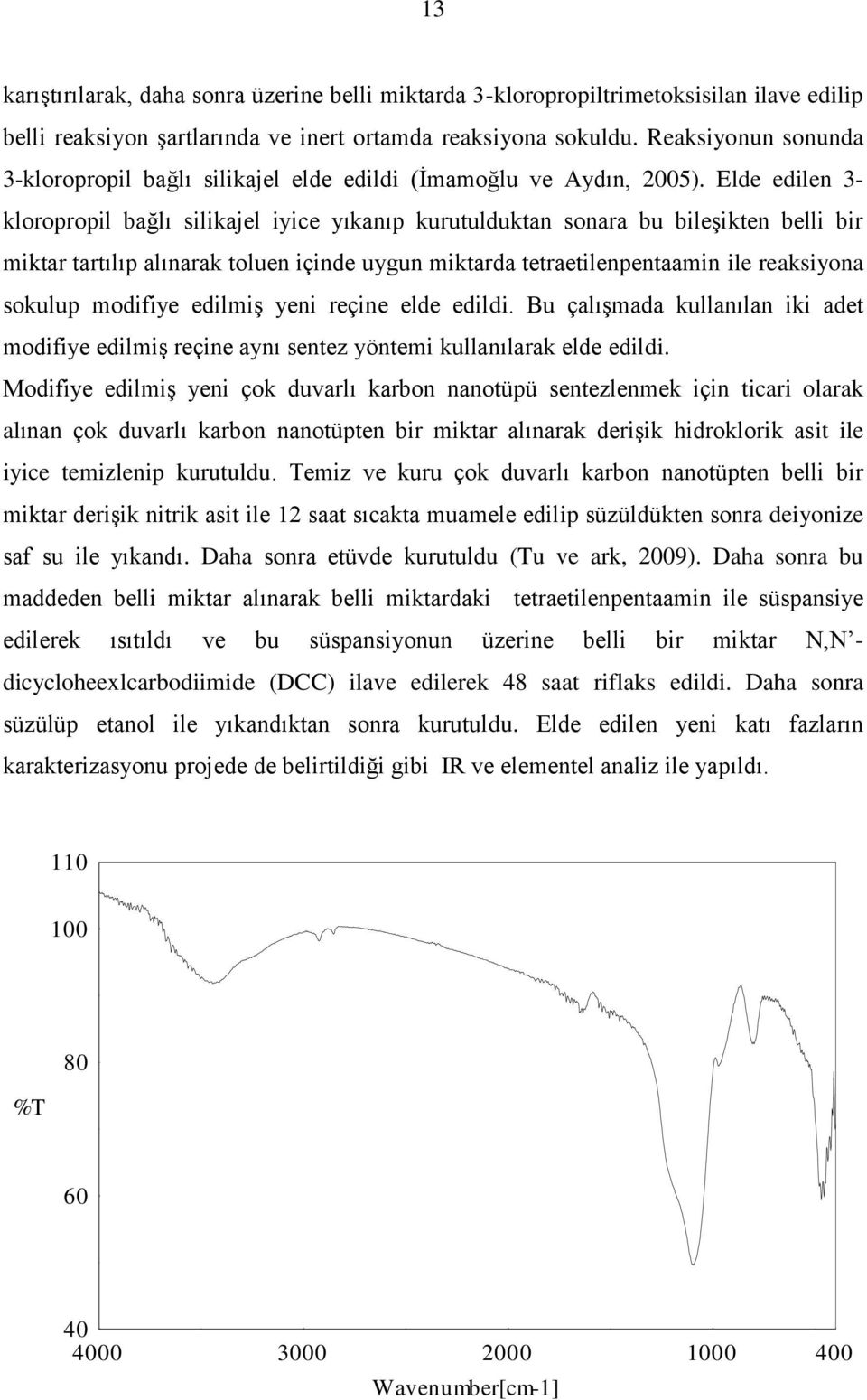 Elde edilen 3- kloropropil bağlı silikajel iyice yıkanıp kurutulduktan sonara bu bileşikten belli bir miktar tartılıp alınarak toluen içinde uygun miktarda tetraetilenpentaamin ile reaksiyona sokulup