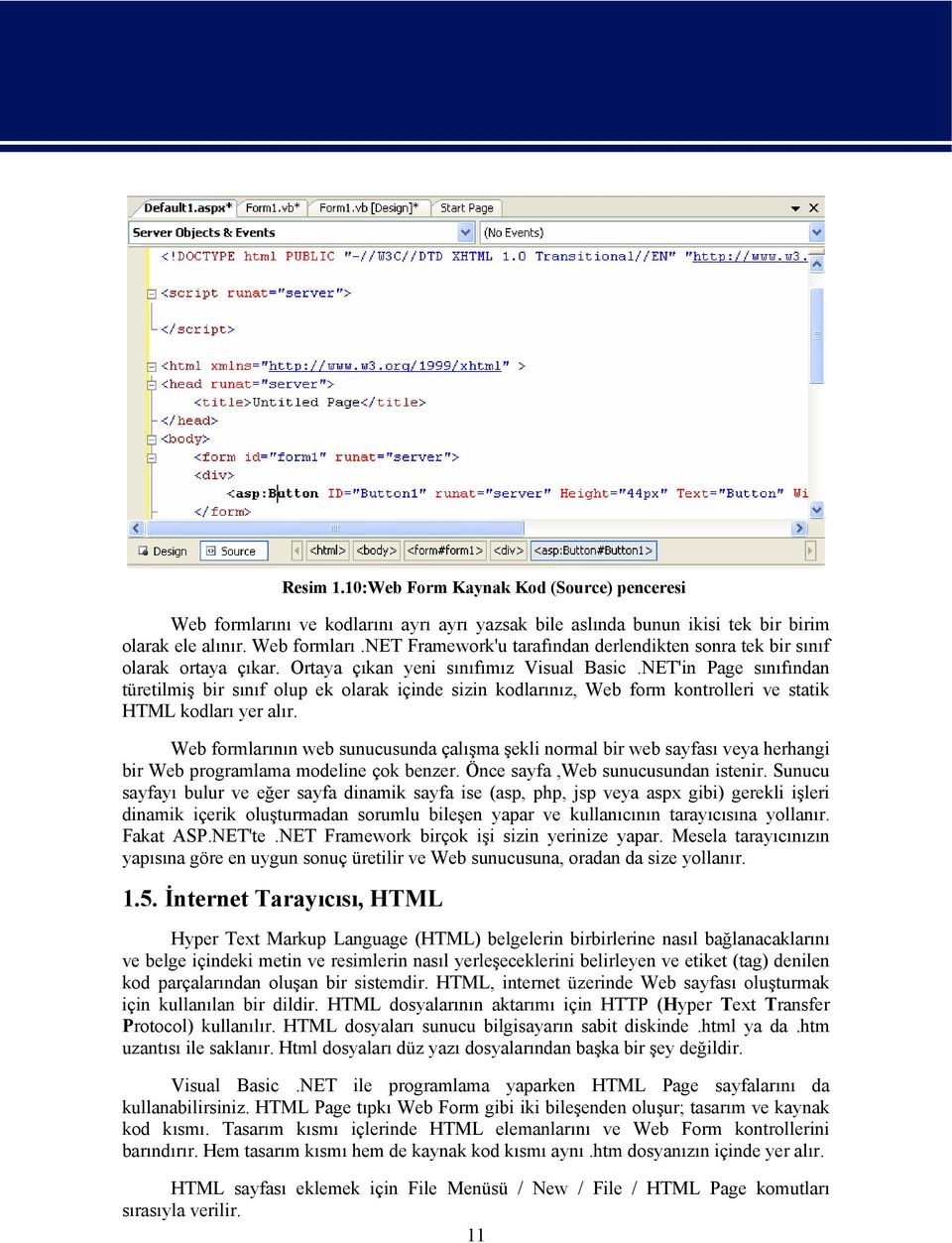 Web formlarının web sunucusunda çalışma şekli normal bir web sayfası veya herhangi bir Web programlama modeline çok benzer. Önce sayfa,web sunucusundan istenir.