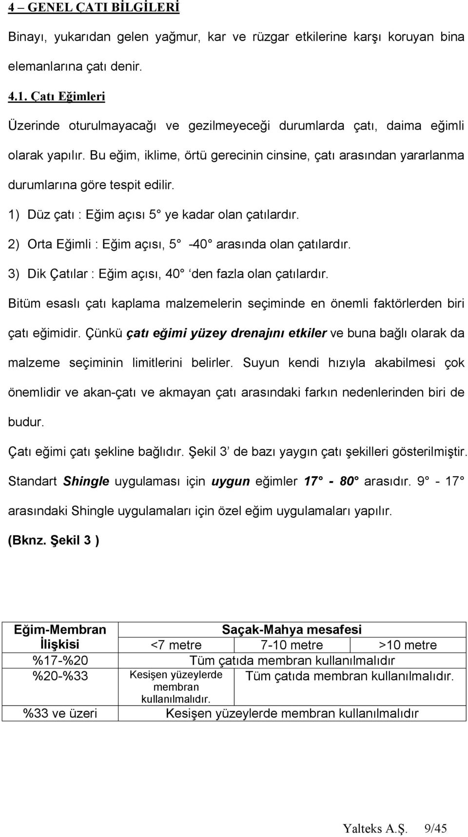 1) Düz çat : E im aç 5 ye kadar olan çat lard r. 2) Orta E imli : E im aç, 5-40 aras nda olan çat lard r. 3) Dik Çat lar : E im aç, 40 den fazla olan çat lard r.