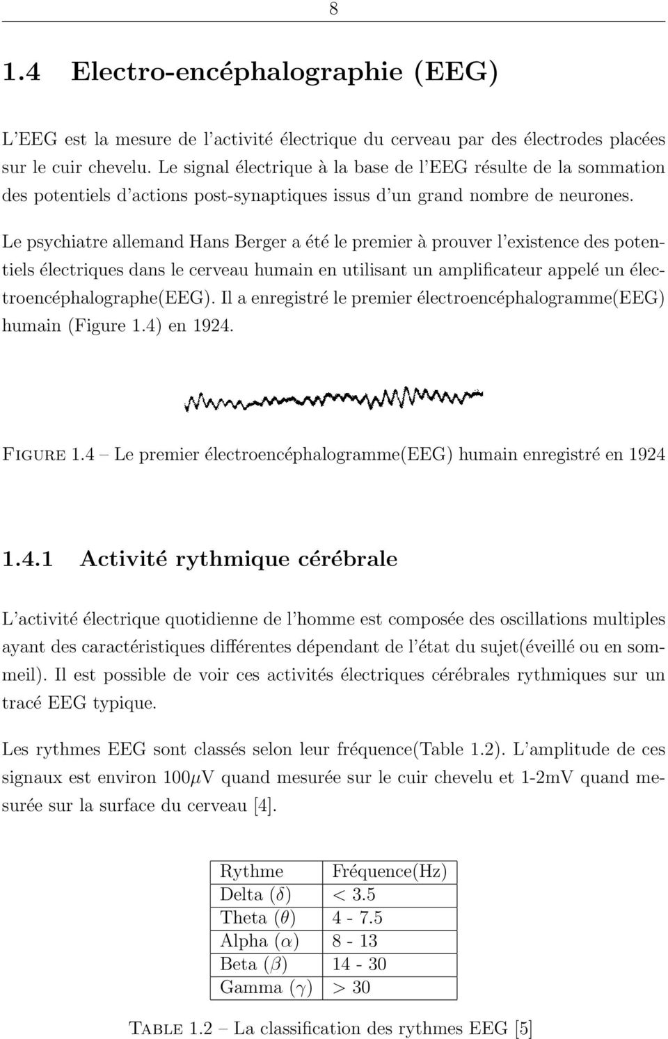 Le psychiatre allemand Hans Berger a été le premier à prouver l existence des potentiels électriques dans le cerveau humain en utilisant un amplificateur appelé un électroencéphalographe(eeg).