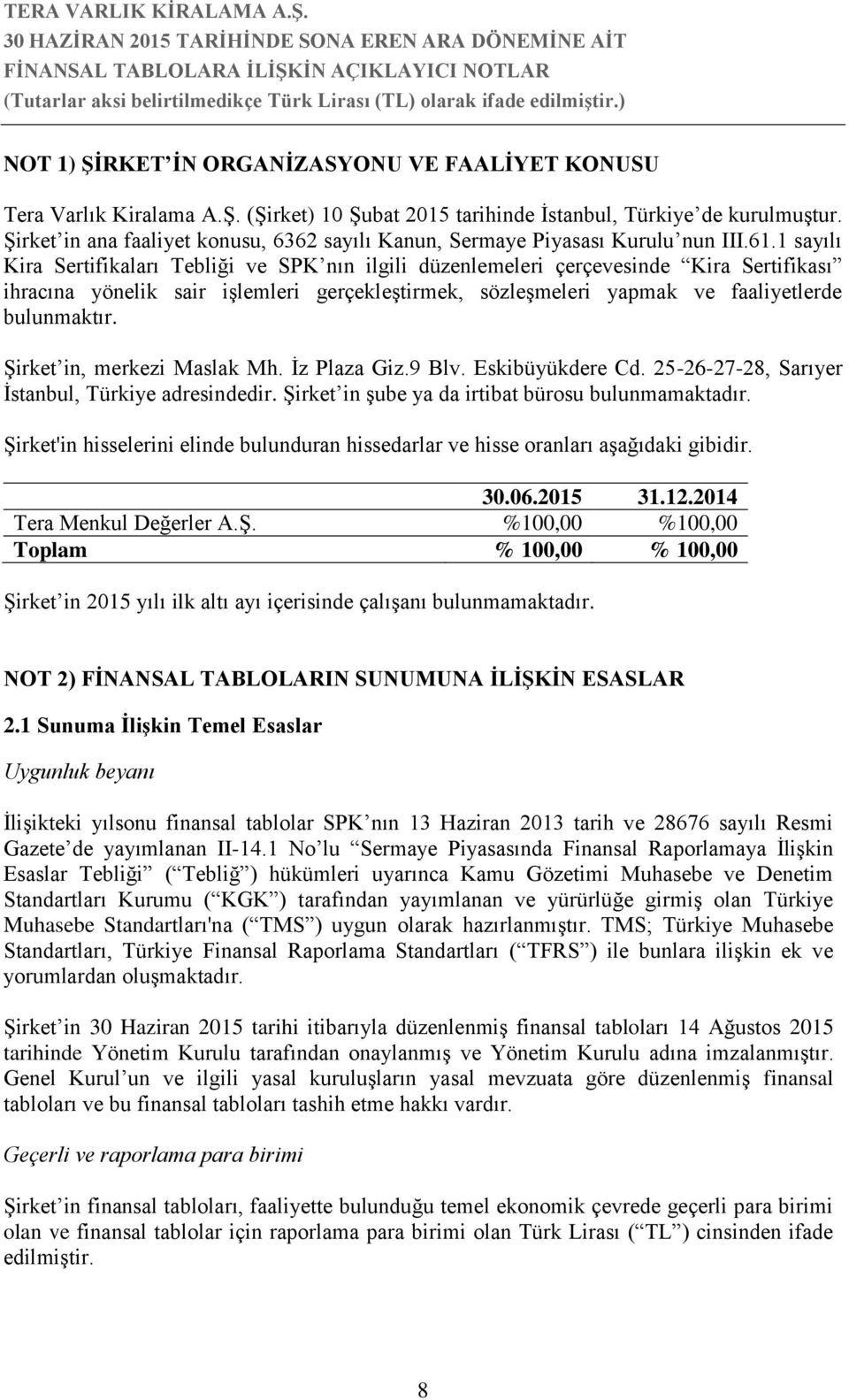 1 sayılı Kira Sertifikaları Tebliği ve SPK nın ilgili düzenlemeleri çerçevesinde Kira Sertifikası ihracına yönelik sair işlemleri gerçekleştirmek, sözleşmeleri yapmak ve faaliyetlerde bulunmaktır.