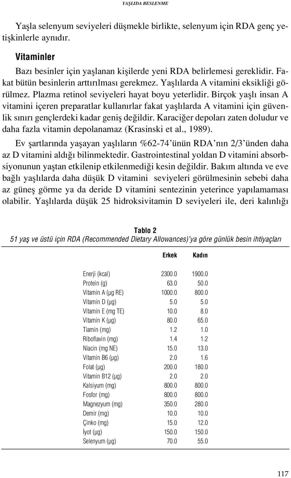 Birçok yafll insan A vitamini içeren preparatlar kullan rlar fakat yafll larda A vitamini için güvenlik s n r gençlerdeki kadar genifl de ildir.