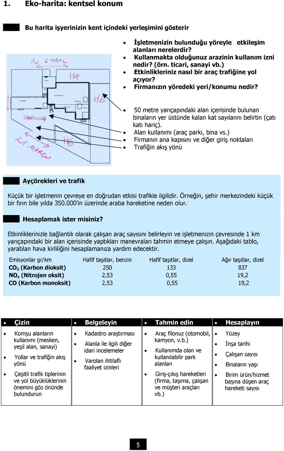 50 metre yarõçapõndaki alan içerisinde bulunan binalarõn yer üstünde kalan kat sayõlarõnõ belirtin (çatõ katõ hariç). Alan kullanõmõ (araç parkõ, bina vs.